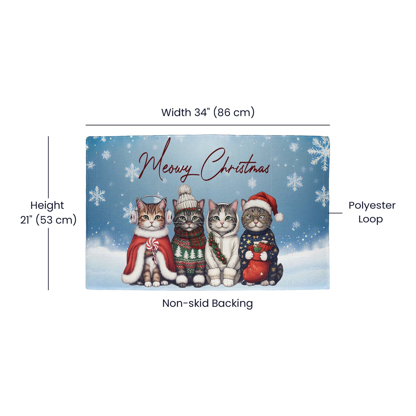 Meowy Christmas Doormat – Full Color Cat Holiday Welcome Mat Gift