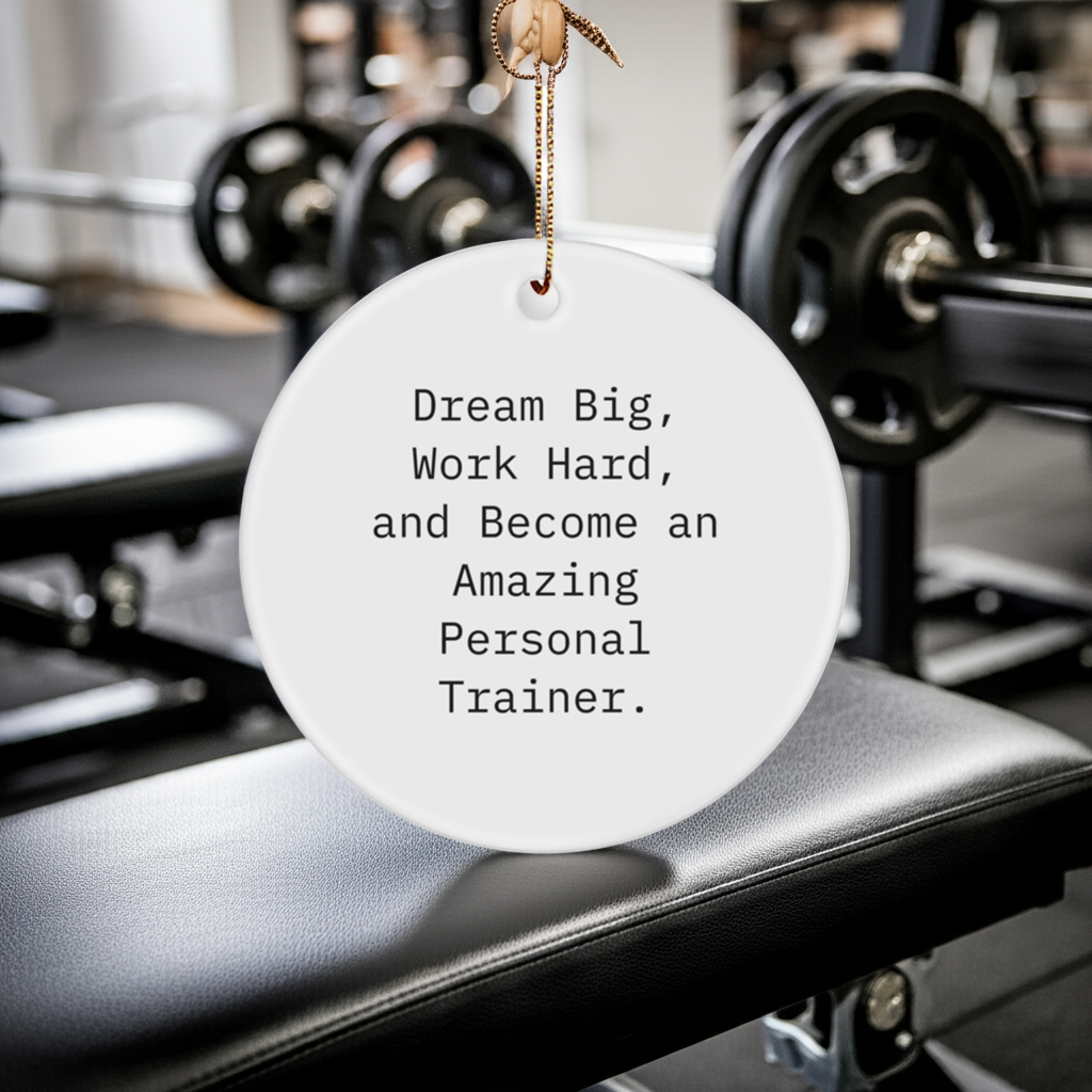 Inspirational Personal Trainer Gifts, Funny Quote Circle Ornament from, Gifts for Personal Trainer Friends and Family This Christmas
