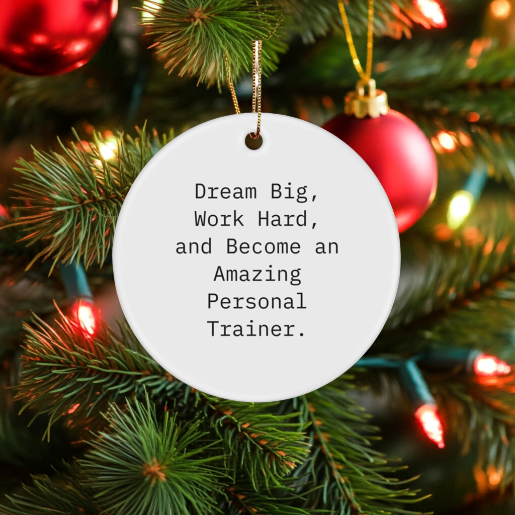 Inspirational Personal Trainer Gifts, Funny Quote Circle Ornament from, Gifts for Personal Trainer Friends and Family This Christmas