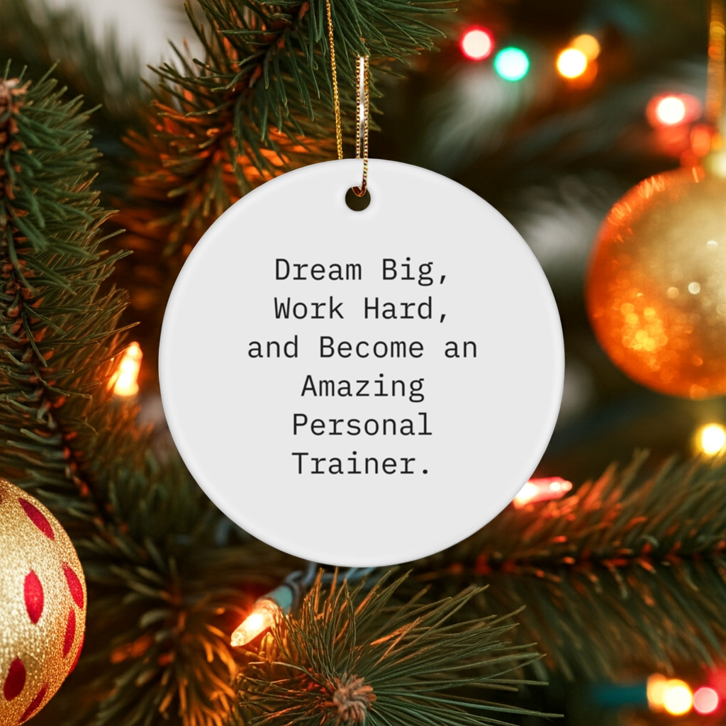 Inspirational Personal Trainer Gifts, Funny Quote Circle Ornament from, Gifts for Personal Trainer Friends and Family This Christmas