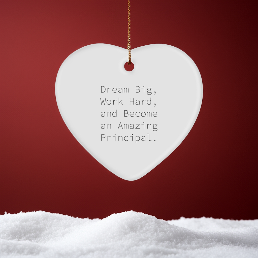 Inspirational Principal Gifts, 'Dream Big, Work Hard, And Become An Amazing Principal.' Heart Ornament for Christmas, Gifts from Family to Principal