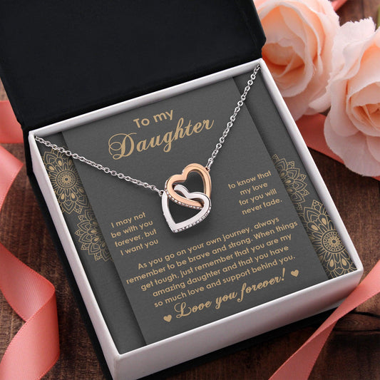 Gift for Birthday, Christmas - Daughter - Brave And Strong - Interlocking Hearts Necklace - Mallard Moon Gift Shop