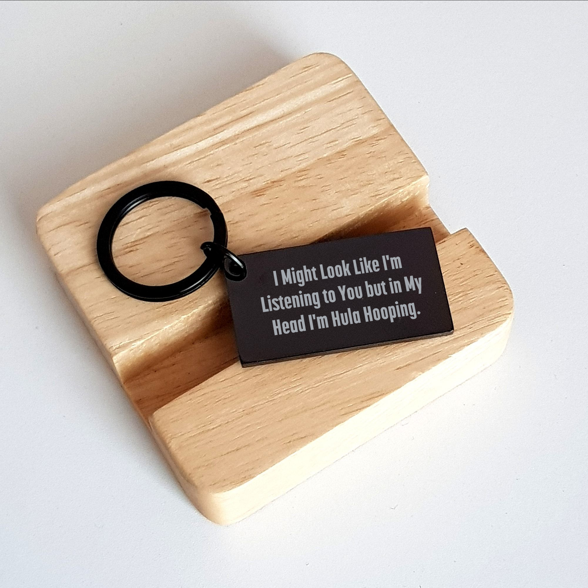 Funny Hula Hooping Gifts for Men from Family - Keychain with Inspirational Quote, 'I Might Look Like I'm Listening To You But In My Head I'm Hula Hooping.', for Father's Day - Image 2
