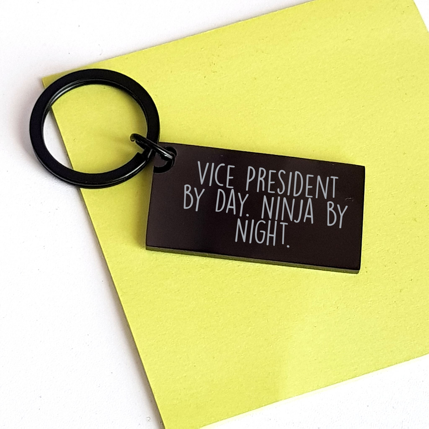 Vice President Gifts: Funny Keychain for Men, 'Vice President By Day. Ninja By Night.' Engraved, Stainless Steel, Black, Graduation Unique Gifts from Friends - Image 3