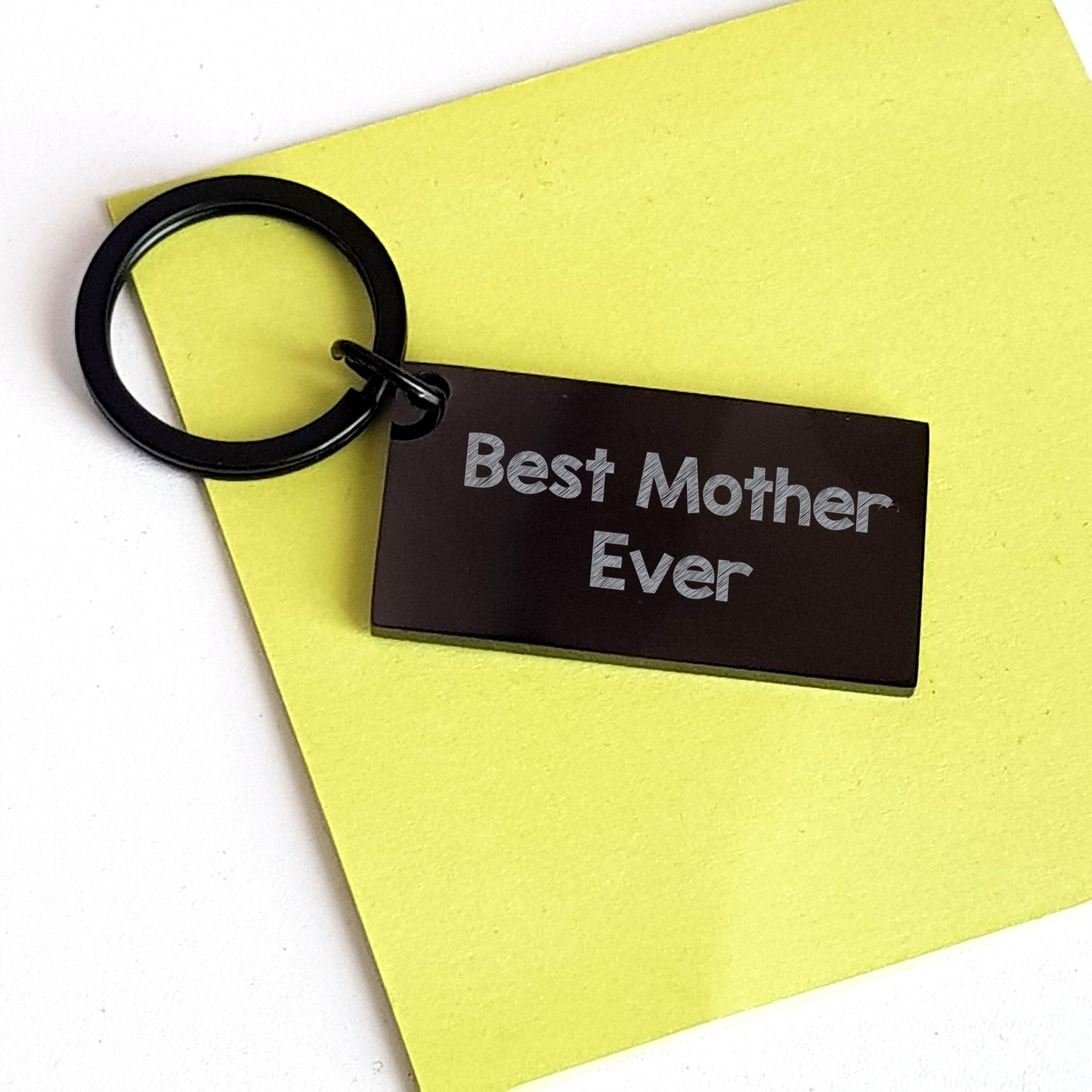 Funny Mother Keychain Gift from Women to Best Mother Ever on Father's Day - Unique Black Stainless Steel Engraved Keychain - Image 3
