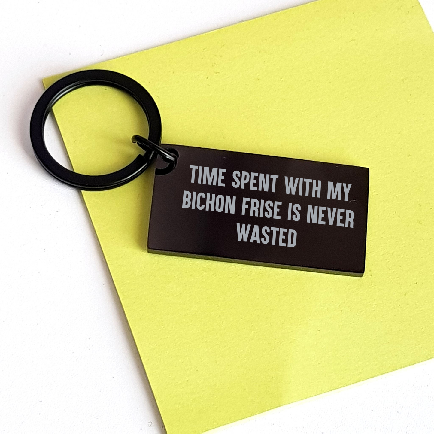 Bichon Frise Dog Keychain, Gifts for Men, Father's Day Unique Gifts from Friends, 'Time Spent With My Bichon Frise Is Never Wasted' Keychain for Bichon Frise Dog Lovers - Image 3