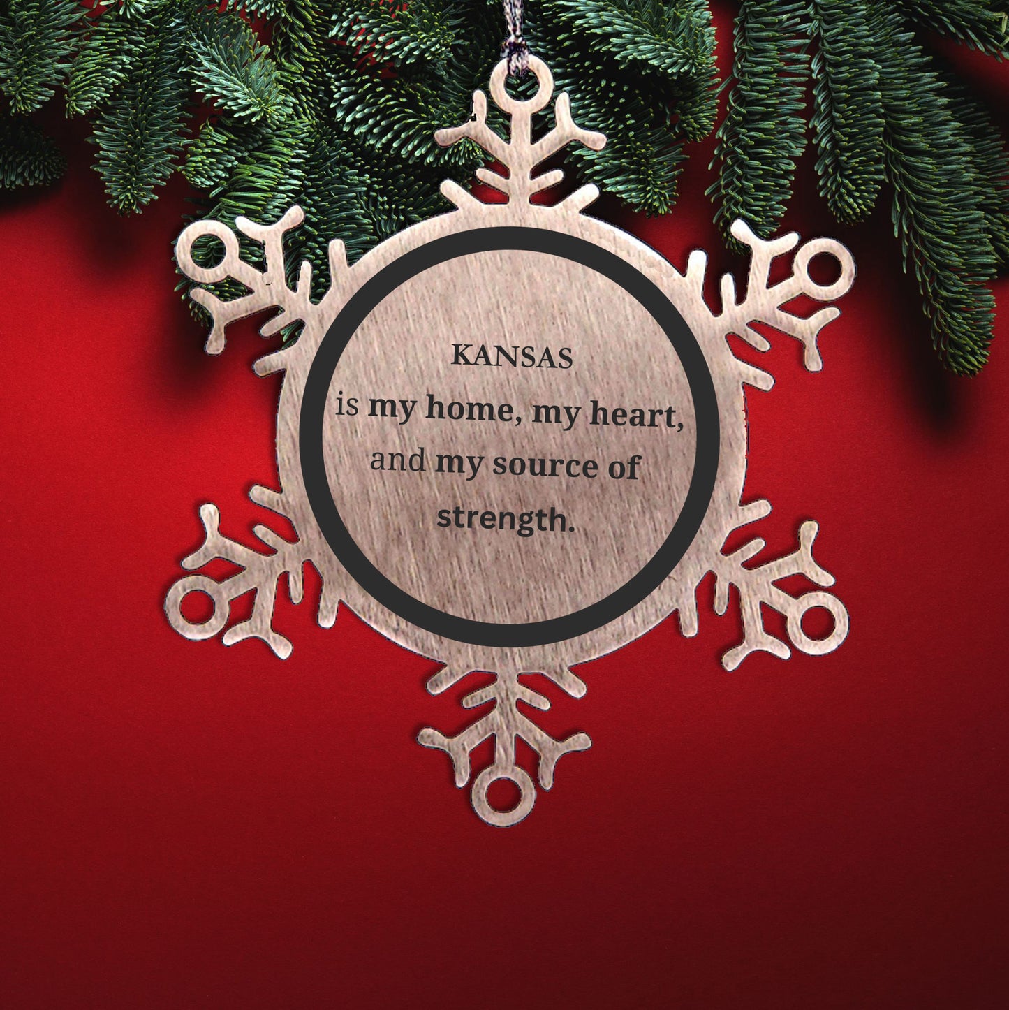 Kansas is my Home Gifts, Lovely Kansas Birthday Christmas Snowflake Ornament