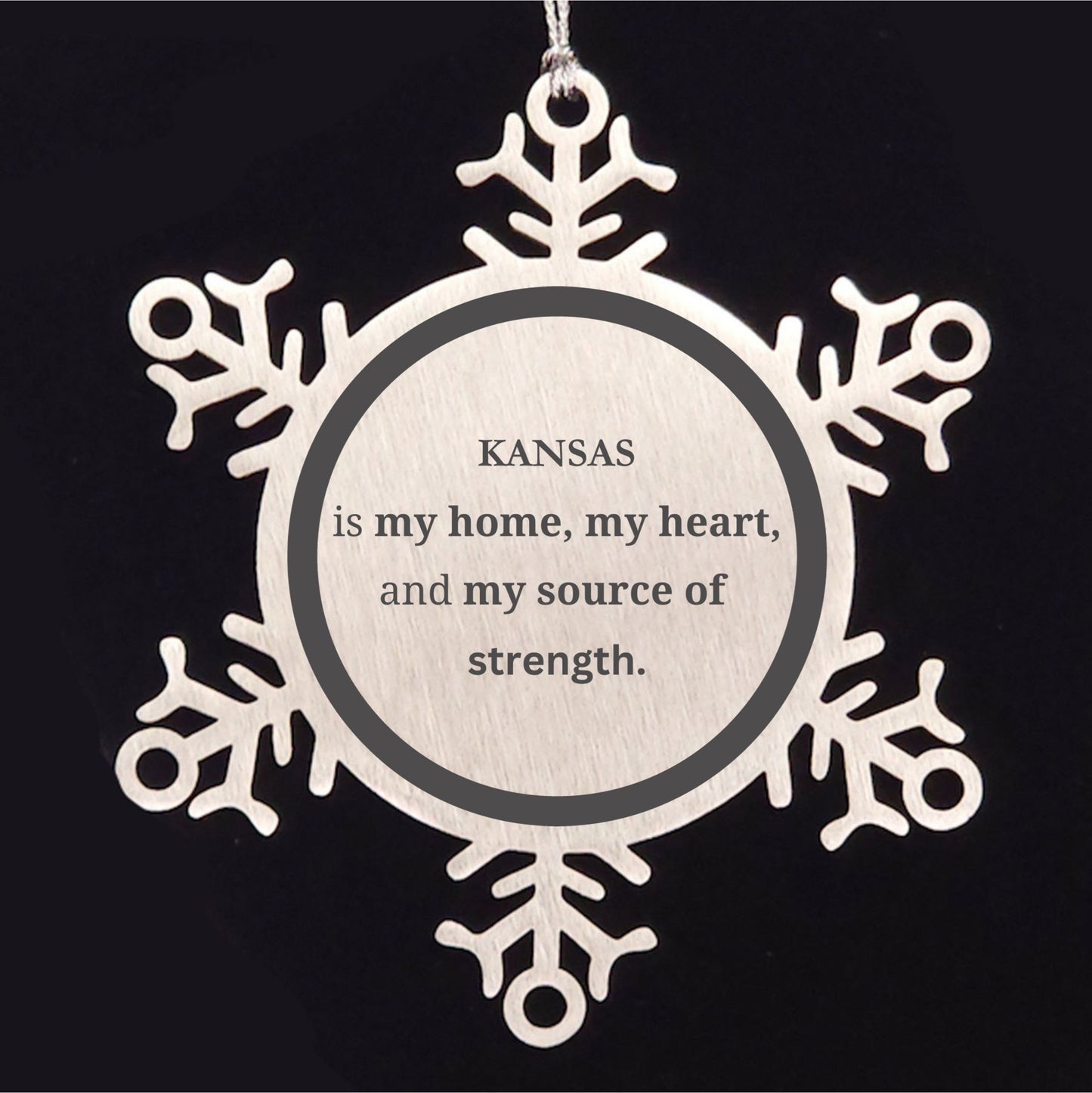 Kansas is my Home Gifts, Lovely Kansas Birthday Christmas Snowflake Ornament