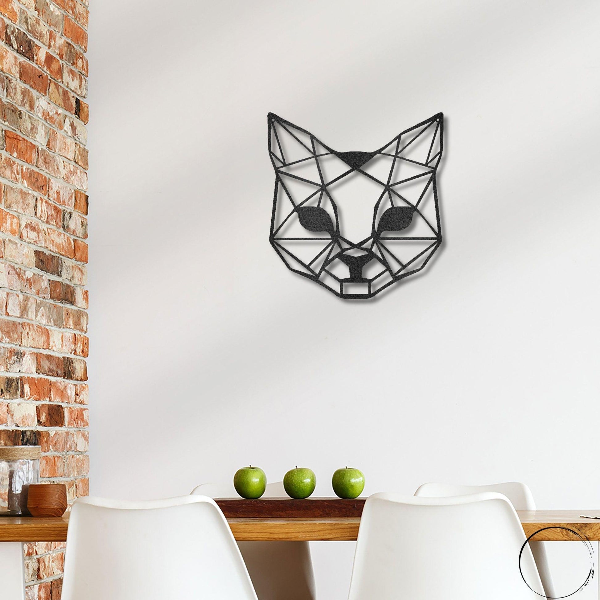 Cat Geometric Indoor Outdoor Steel Wall Sign - Mallard Moon Gift Shop