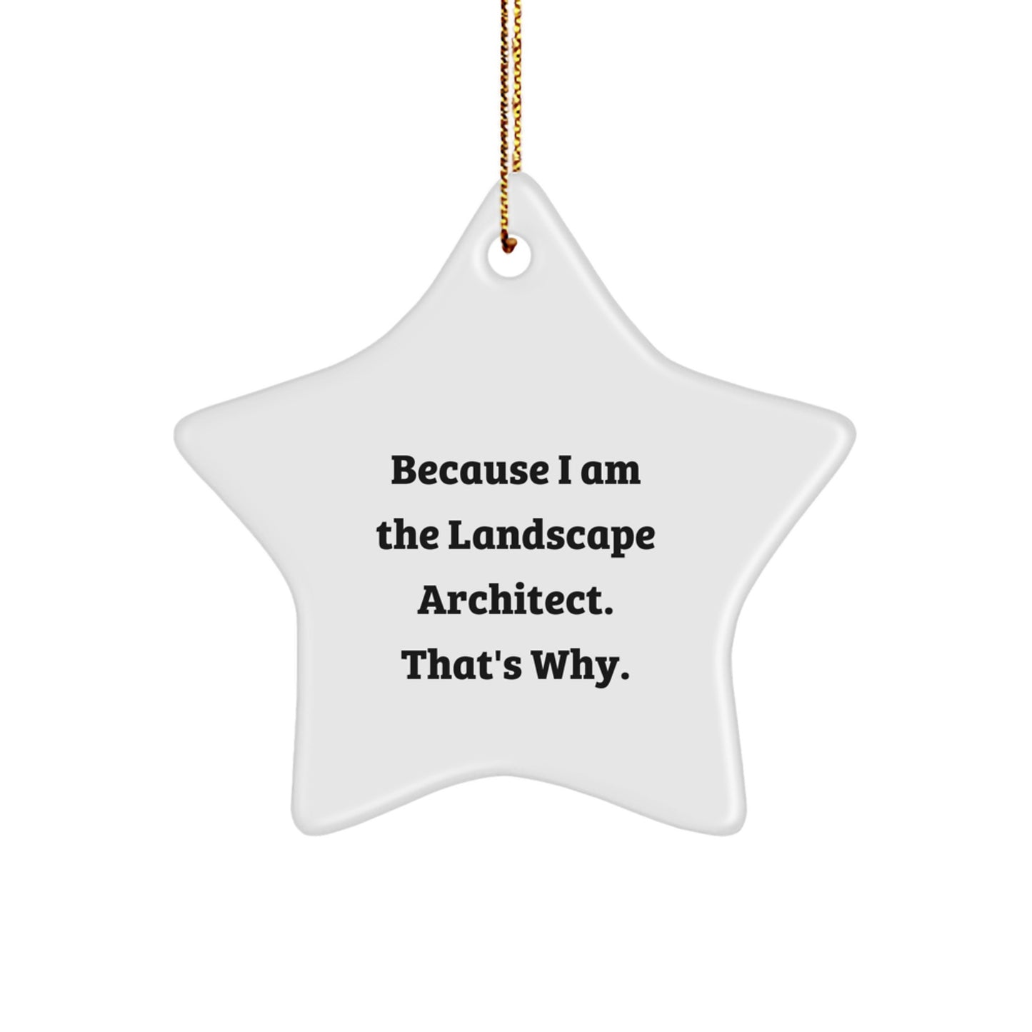 Landscape Architect Gifts from Friends, Funny Star Ornament with Quote Because I Am The Landscape Architect. That's Why., Christmas Unique Gifts for Landscape Architects