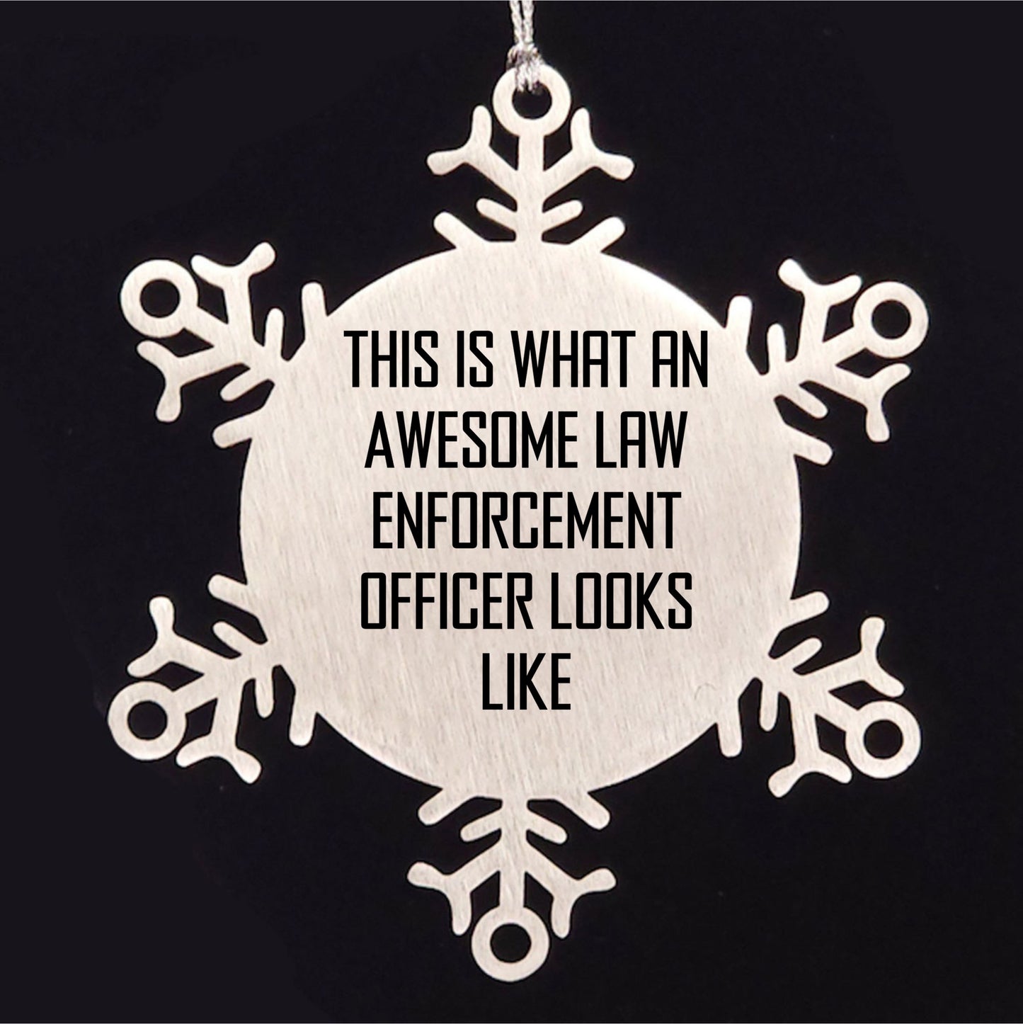 Law Enforcement Officer Gifts, Funny Snowflake Ornament, 'This Is What An Awesome Law Enforcement Officer Looks Like', Christmas Unique Gifts for Men, Women, and Friends