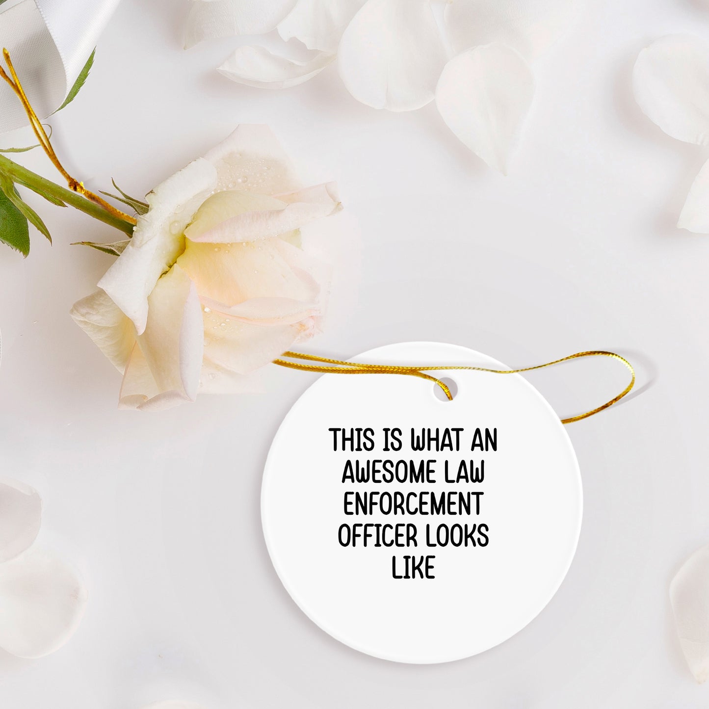 Law Enforcement Officer Gifts - This Is What An Awesome Law Enforcement Officer Looks Like, Oval, Round, Star, Heart, Snowflake Christmas Ornament Gift for Cops, Police Officers, and Law Enforcement Heroes - Mallard Moon Gift Shop