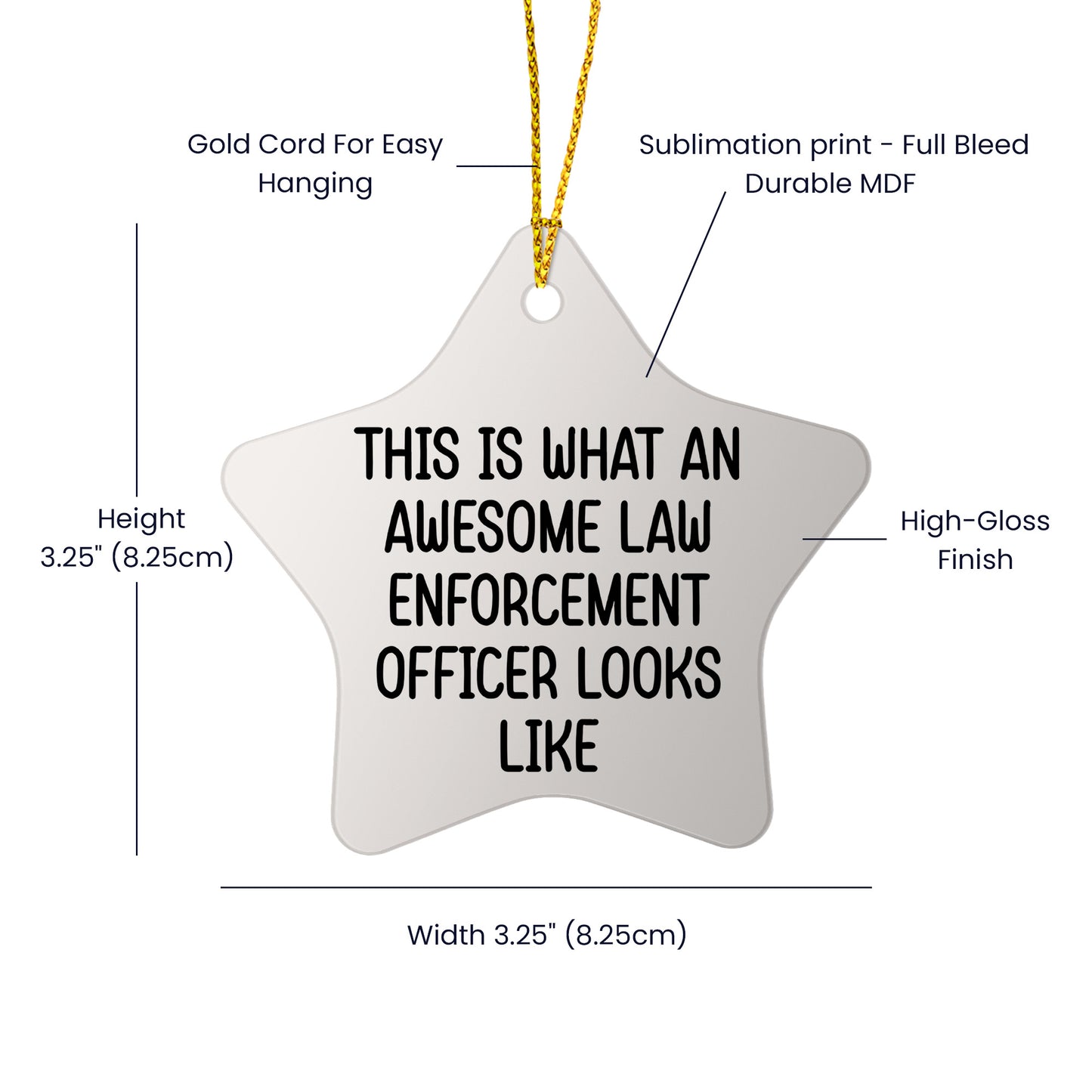 Law Enforcement Officer Gifts - This Is What An Awesome Law Enforcement Officer Looks Like, Oval, Round, Star, Heart, Snowflake Christmas Ornament Gift for Cops, Police Officers, and Law Enforcement Heroes - Mallard Moon Gift Shop
