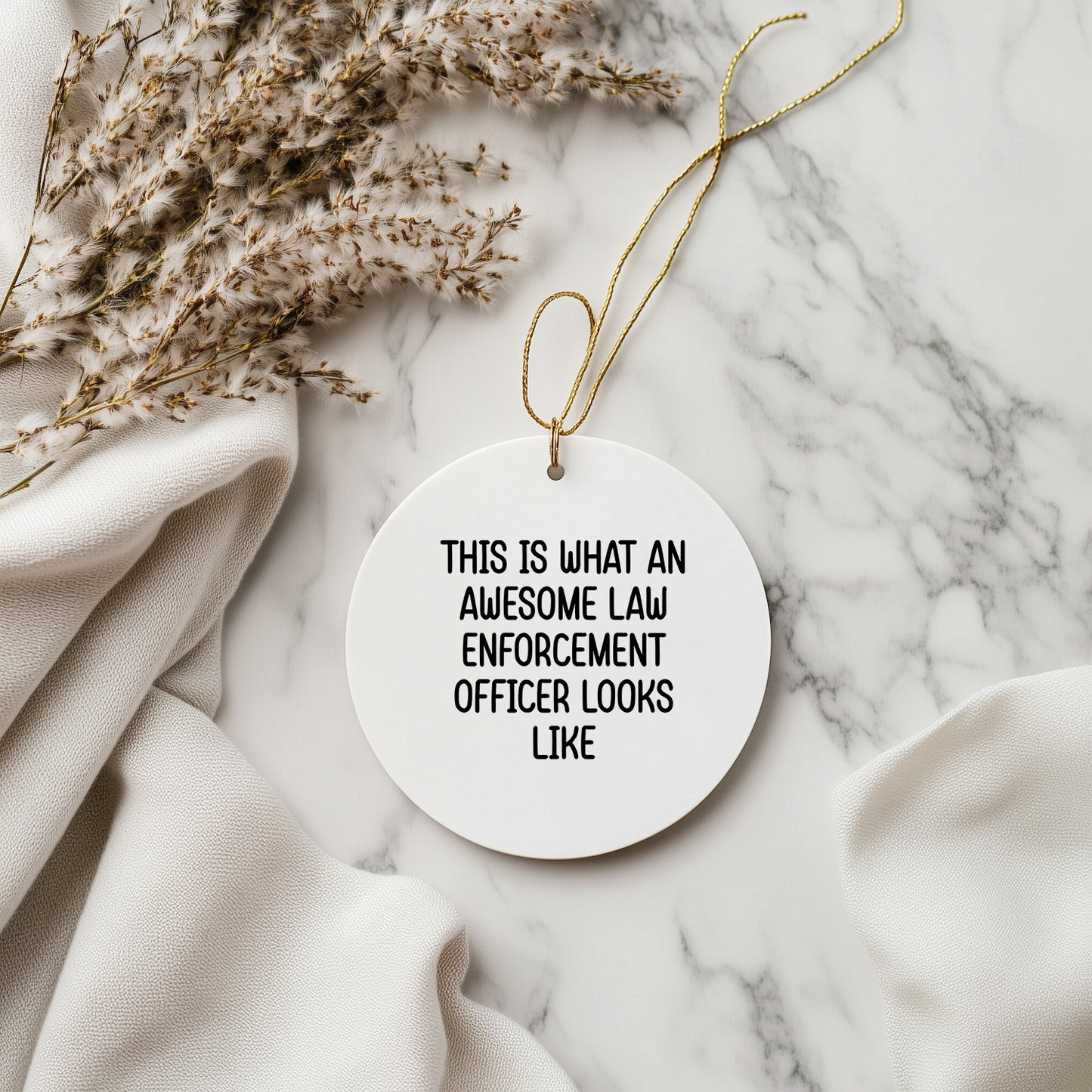 Law Enforcement Officer Gifts - This Is What An Awesome Law Enforcement Officer Looks Like, Oval, Round, Star, Heart, Snowflake Christmas Ornament Gift for Cops, Police Officers, and Law Enforcement Heroes - Mallard Moon Gift Shop