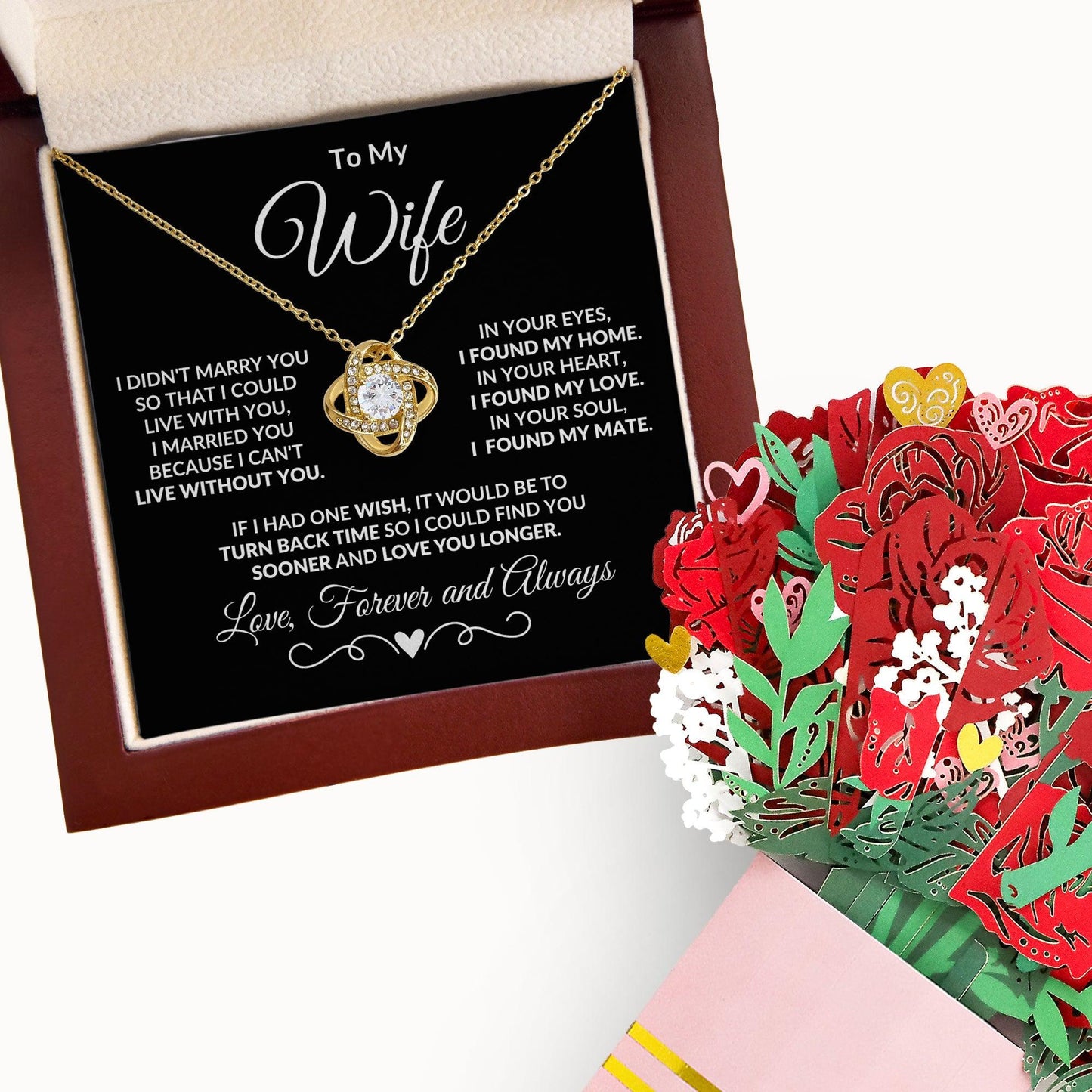 To My Wife - I Can't Live without You - Love Knot Pendant Necklace - Mallard Moon Gift Shop