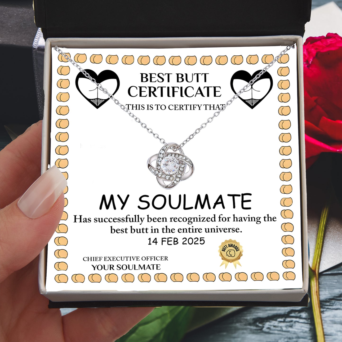 Best Butt & Endless Love Certified! Funny Love Knot Necklace Valentine's Day Gift