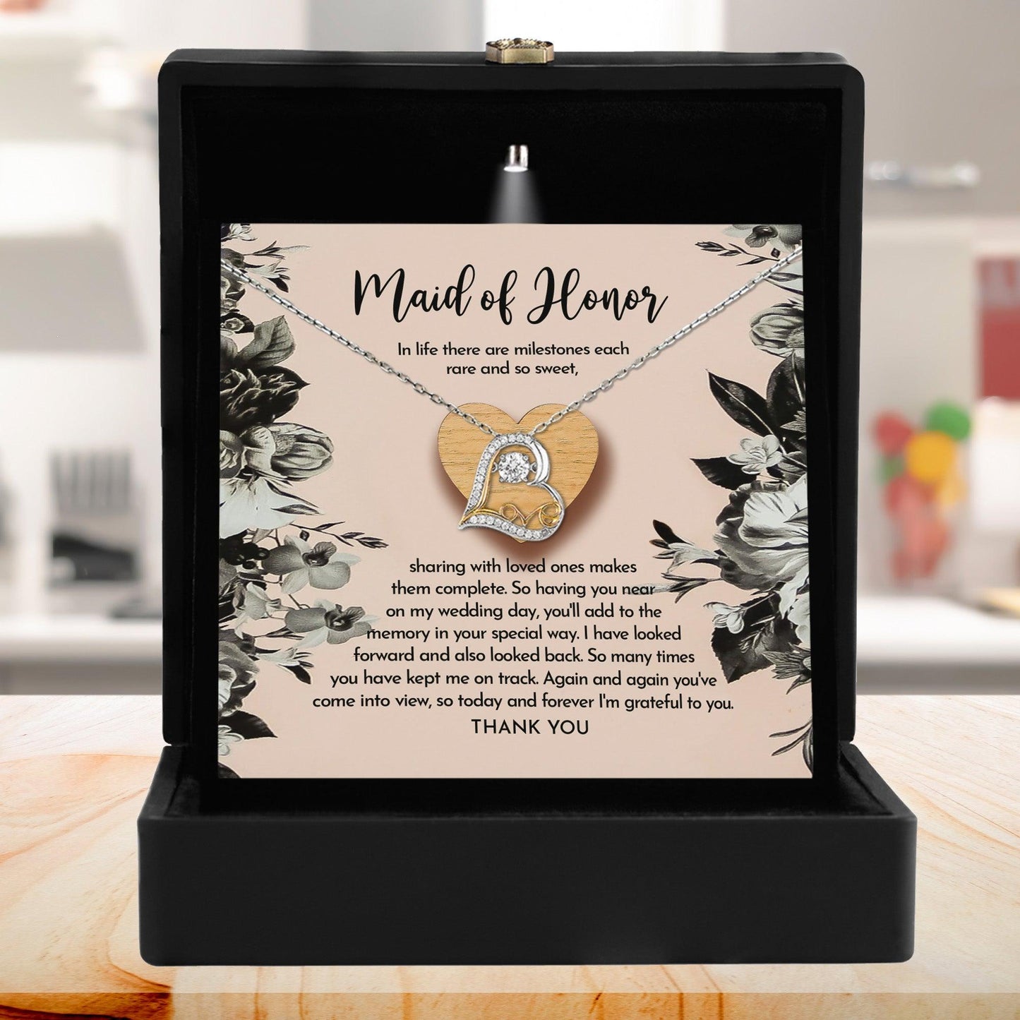 Maid of Honor Wedding Day Gift - My Wedding Day - Love Dancing Heart Pendant Necklace - Mallard Moon Gift Shop