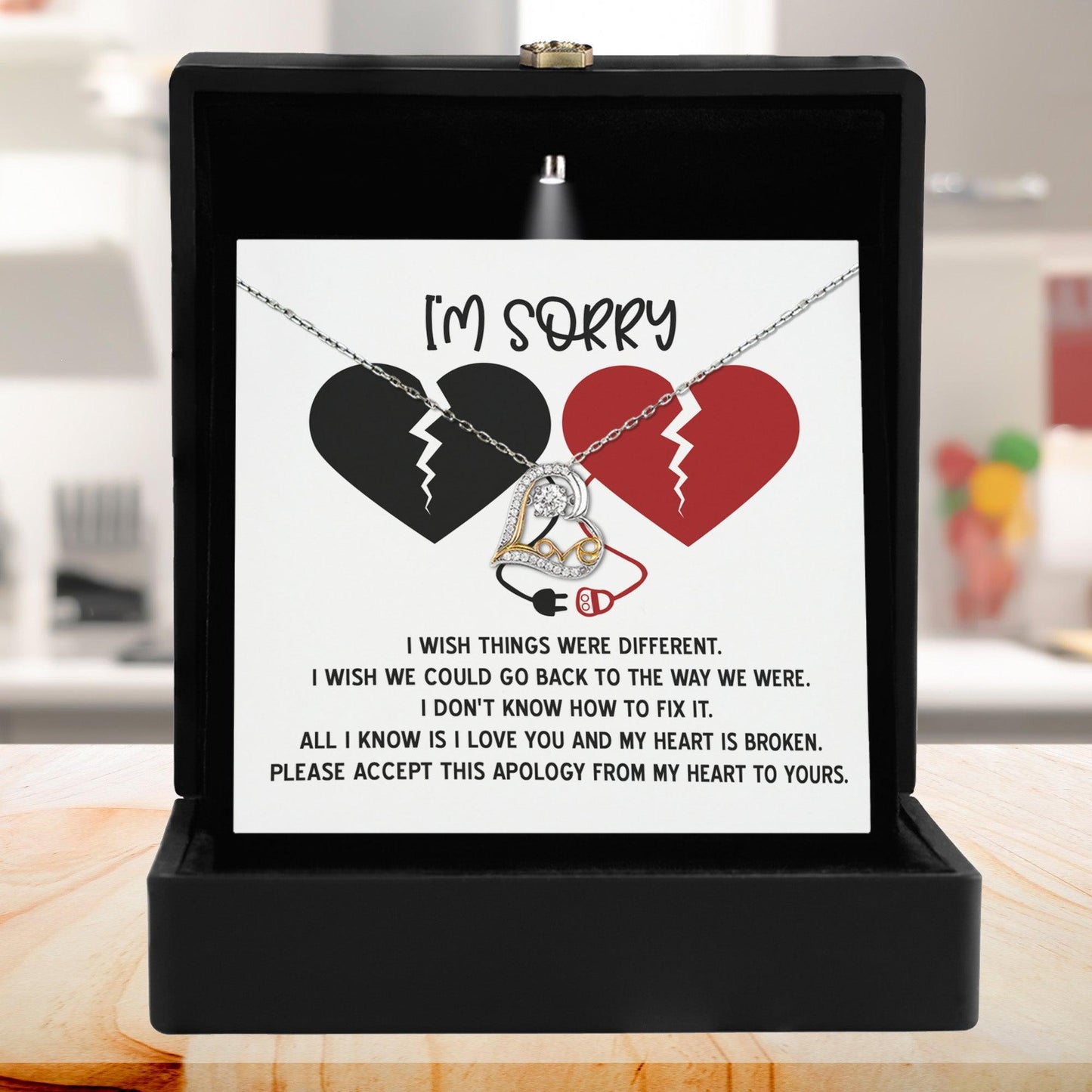Apology Gift for Girlfriend, Wife, Soulmate - Sorry, Heart Is Broken - Love Dancing Heart Pendant Necklace - Mallard Moon Gift Shop