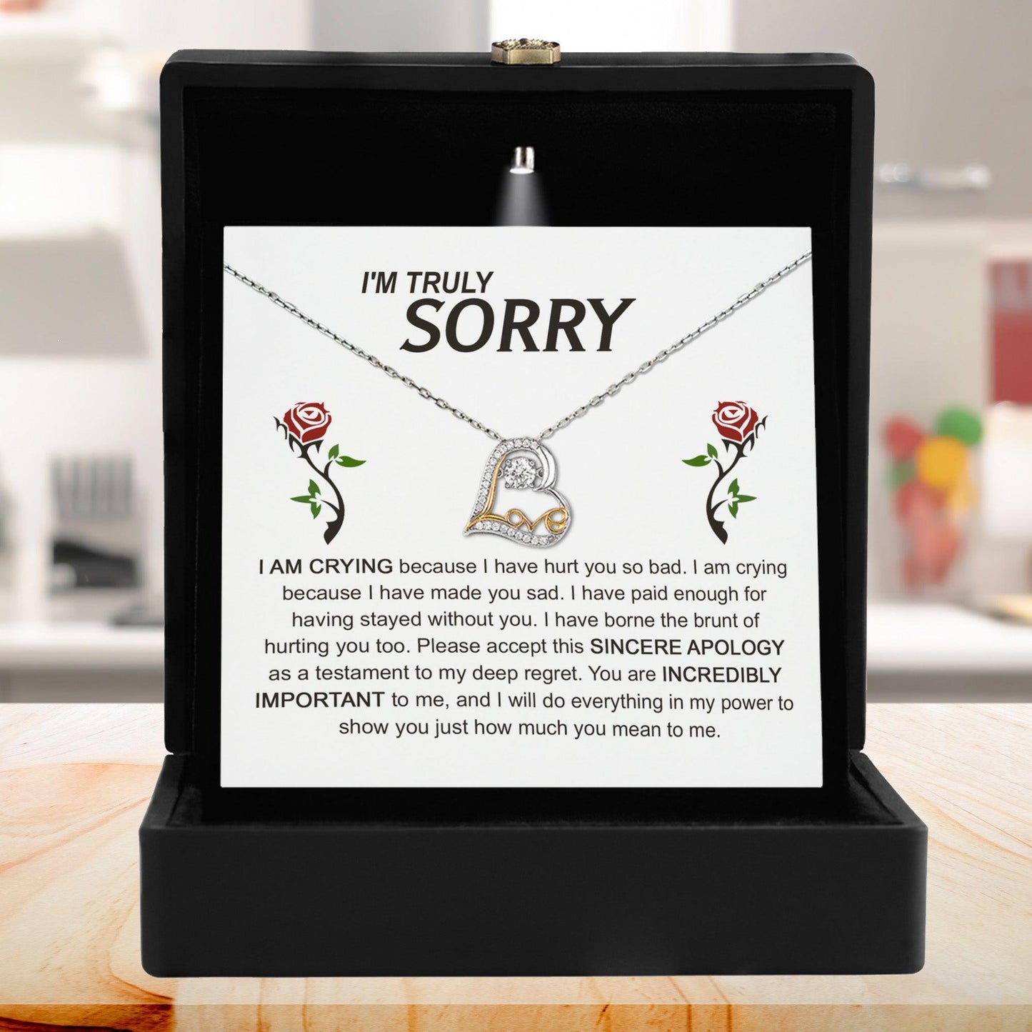 Apology Gift for Girlfriend, Wife, Soulmate - Sorry, Made You Sad - Love Dancing Heart Pendant Necklace - Mallard Moon Gift Shop