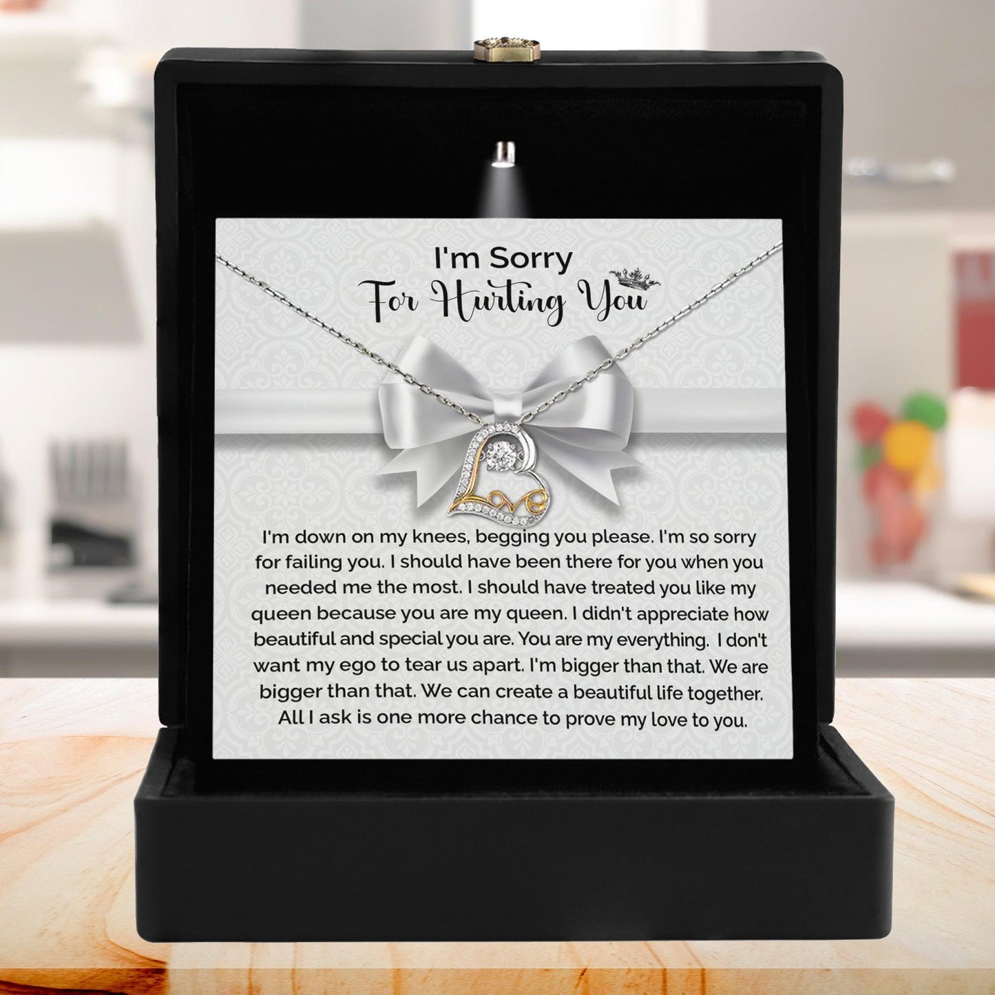 Apology Gift for Girlfriend, Wife, Soulmate - Sorry, My Queen - Love Dancing Heart Pendant Necklace - Mallard Moon Gift Shop