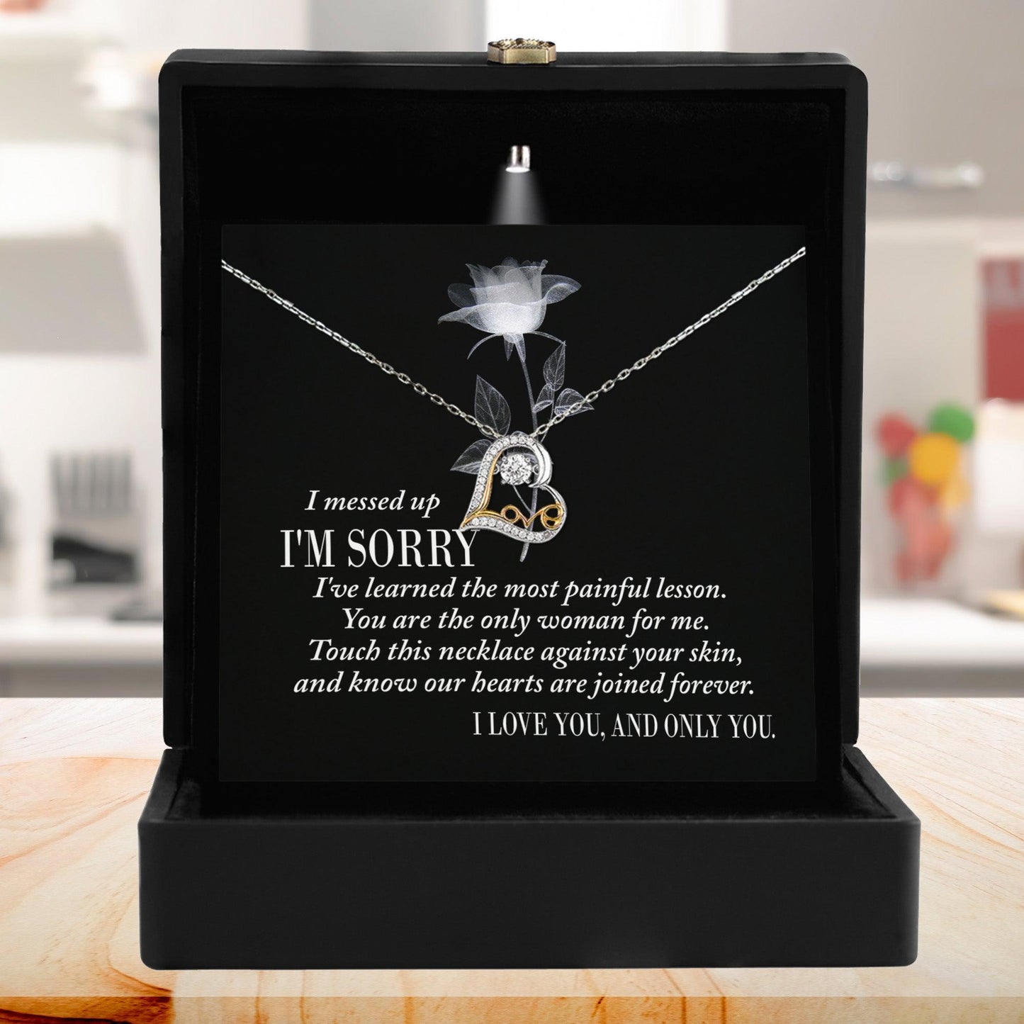 Apology Gift for Girlfriend, Wife, Soulmate - Sorry, Painful Lesson - Love Dancing Heart Pendant Necklace - Mallard Moon Gift Shop