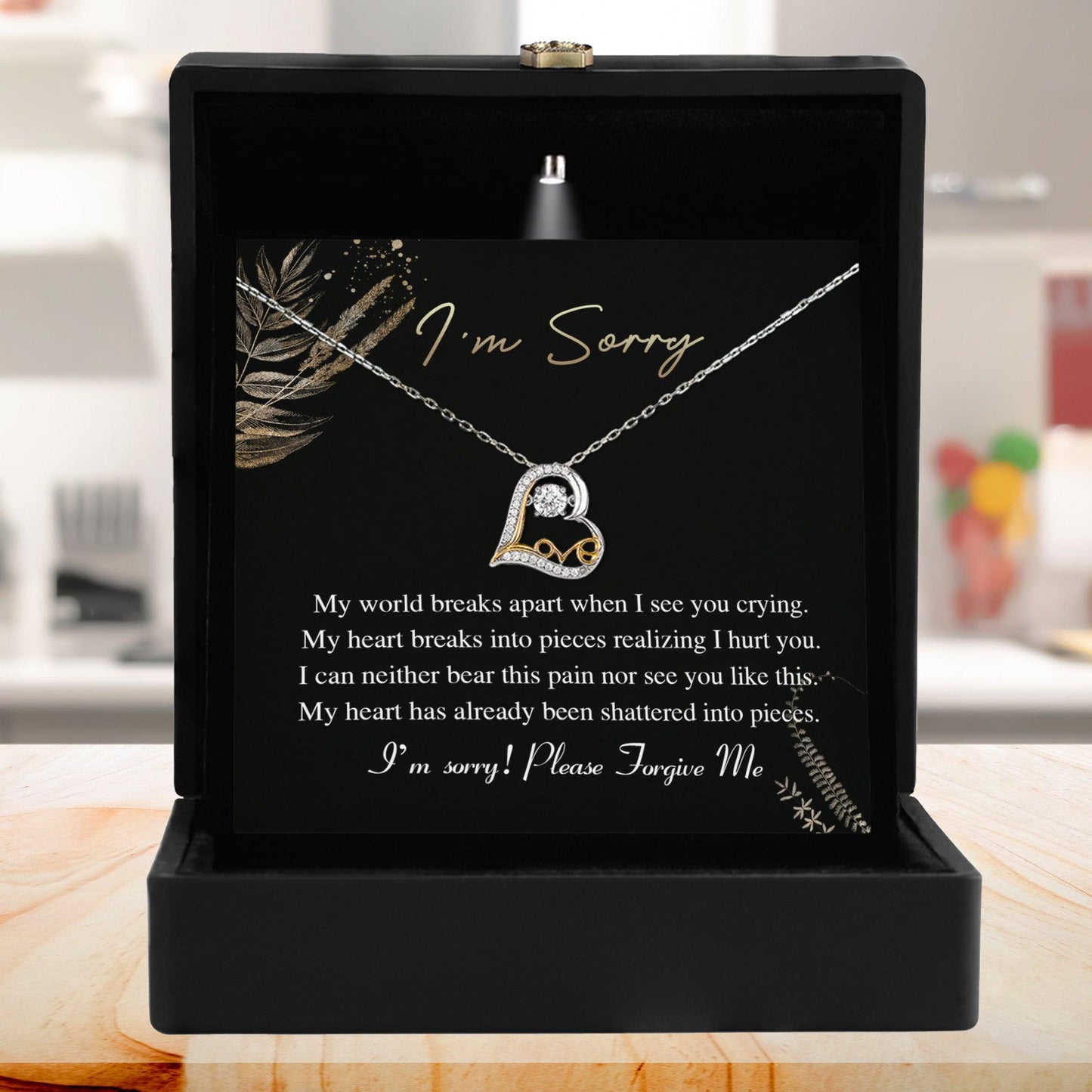 Apology Gift for Girlfriend, Wife, Soulmate - Sorry, See You Crying - Love Dancing Heart Pendant Necklace - Mallard Moon Gift Shop