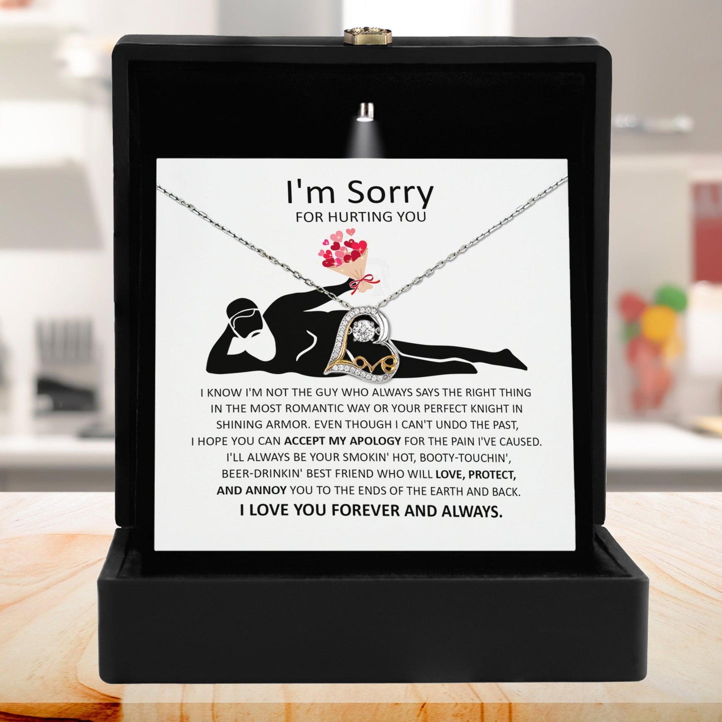 Apology Gift for Girlfriend, Wife, Soulmate - Sorry, The Most Romantic - Love Dancing Heart Pendant Necklace - Mallard Moon Gift Shop