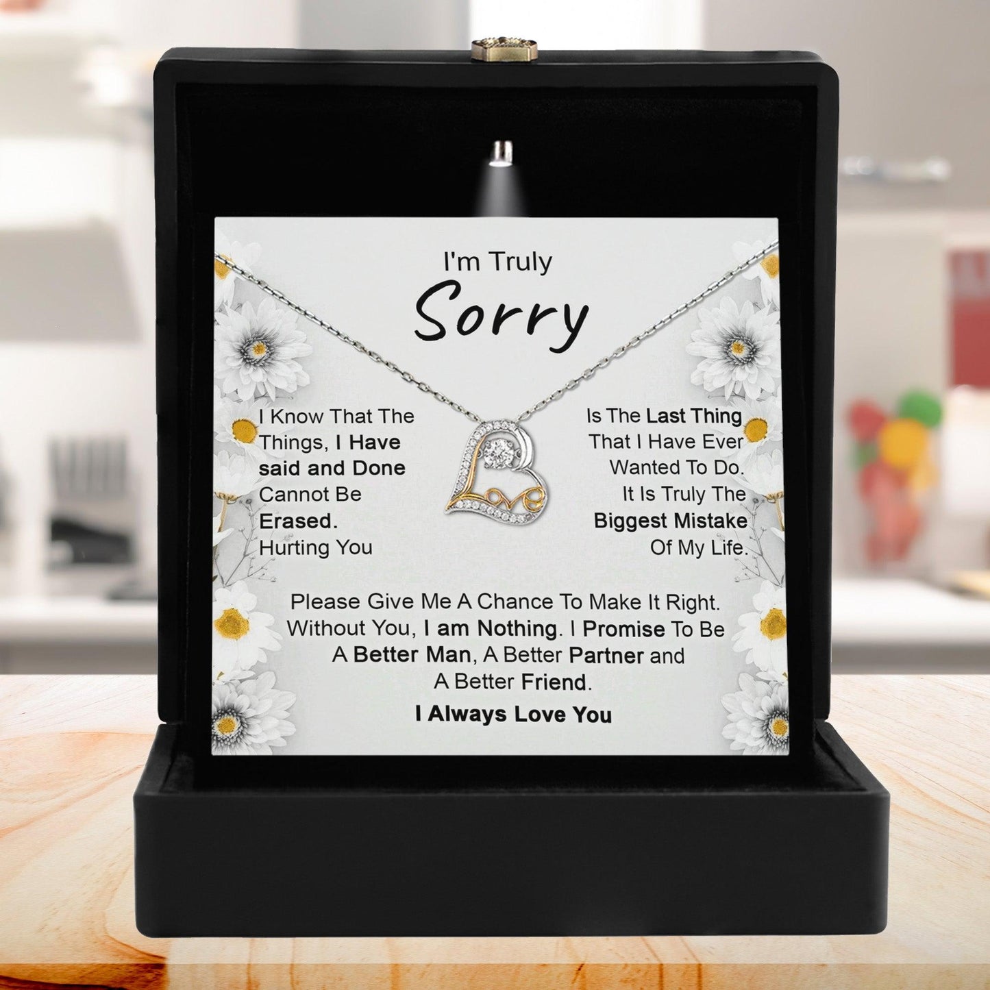 Apology Gift for Girlfriend, Wife, Soulmate - I’m Truly Sorry - Love Dancing Heart Pendant Necklace - Mallard Moon Gift Shop