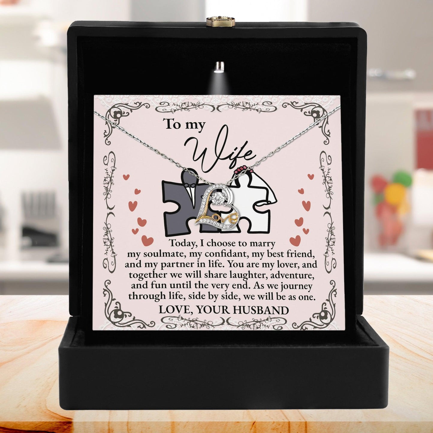 Wife Wedding Day Gift We Will Be As One Love Dancing Heart Pendant Necklace Bride Gift from Groom - Mallard Moon Gift Shop