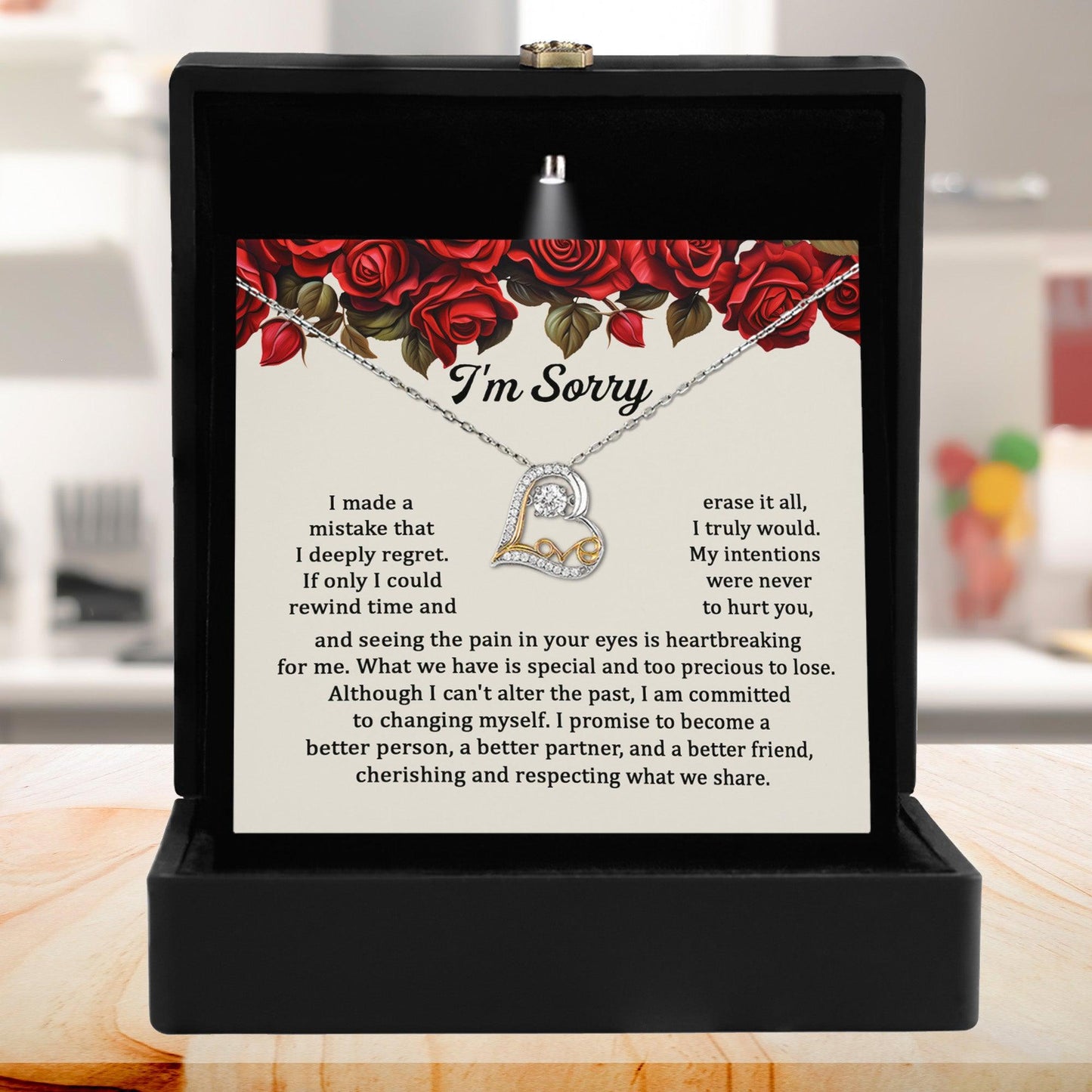 Apology Gift for Girlfriend, Wife - Sorry, Precious To Lose - Love Heart Pendant Necklace - Mallard Moon Gift Shop