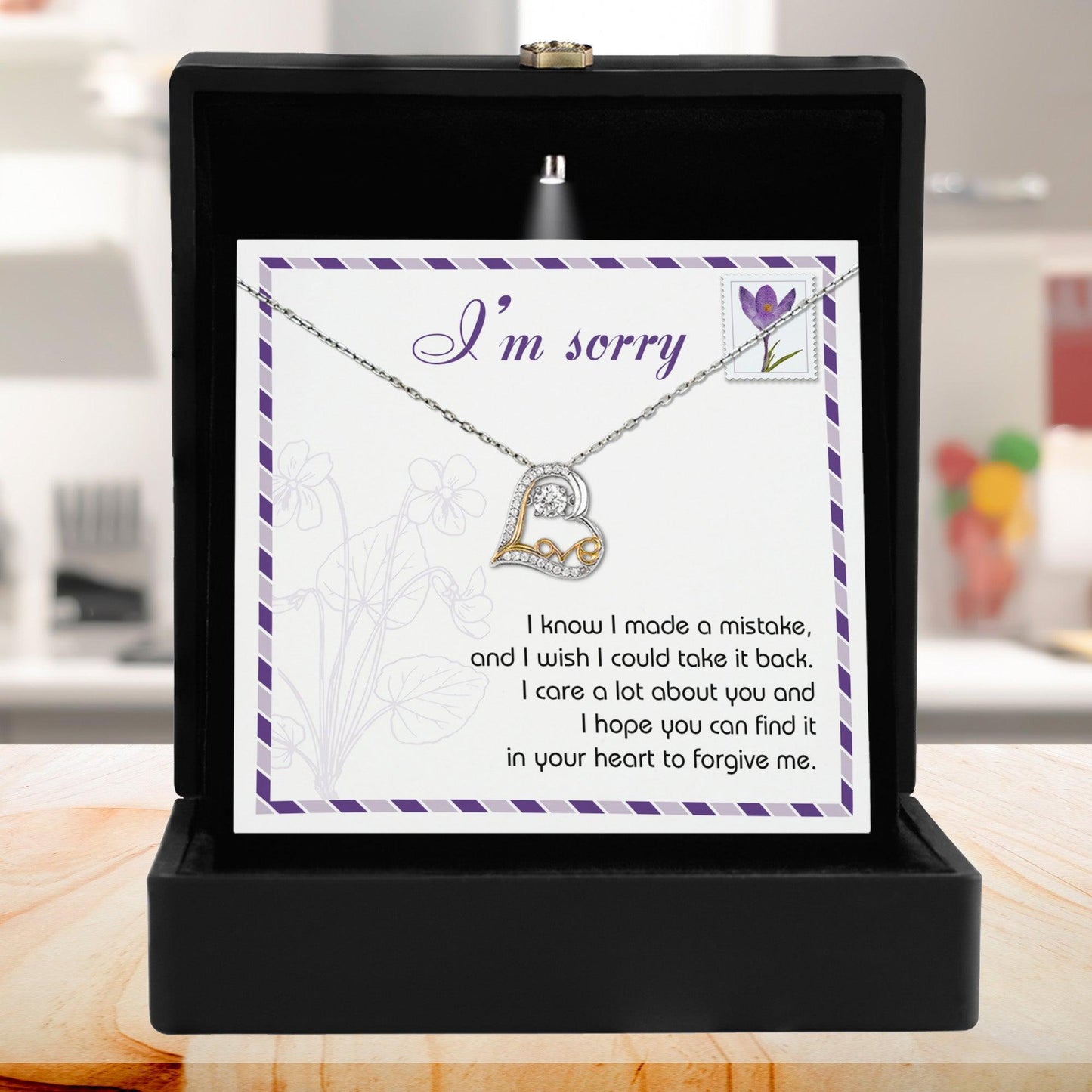 Gift for Girlfriend, Wife - Sorry, Take It Back - Love Heart Pendant Necklace - Mallard Moon Gift Shop