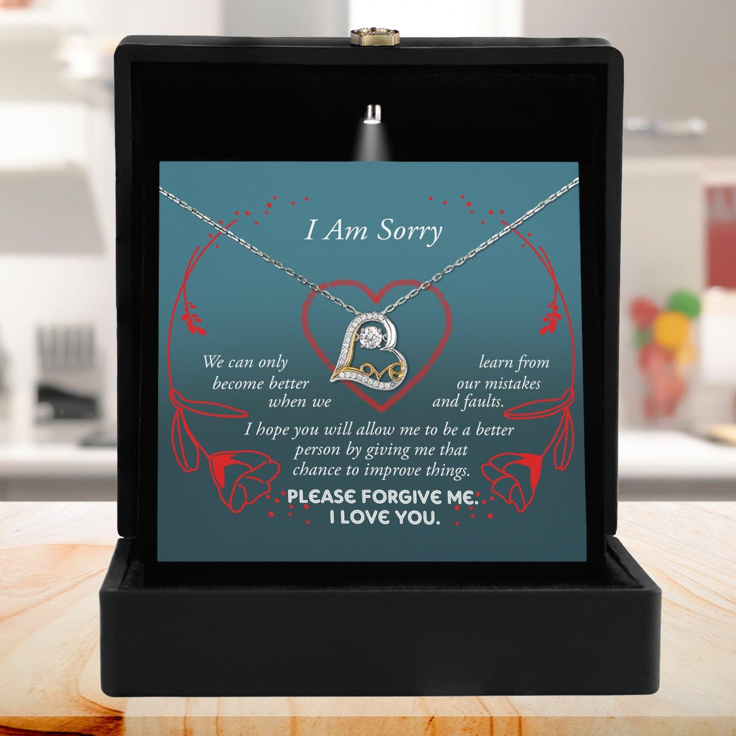 Apology Gift for Girlfriend, Wife, Soulmate - Sorry, Mistakes And Faults - Love Dancing Heart Pendant Necklace - Mallard Moon Gift Shop