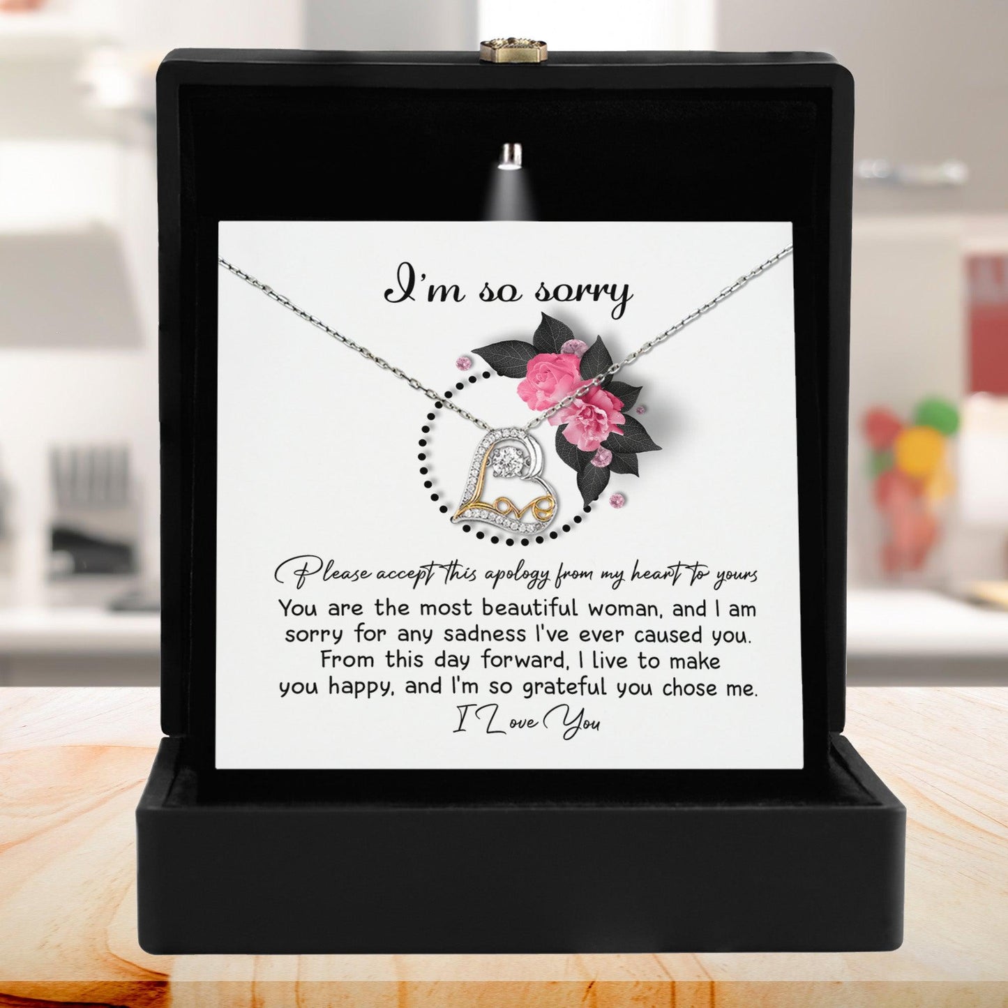 Apology Gift for Girlfriend, Wife, Soulmate - Sorry, Make You Happy - Love Dancing Heart Pendant Necklace - Mallard Moon Gift Shop