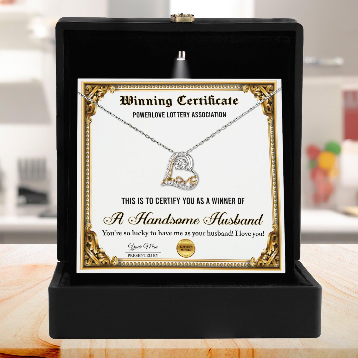 Wife Wedding Day, Anniversary, Birthday Gift - Winning Certificate - Love Dancing Heart Pendant Necklace - Mallard Moon Gift Shop