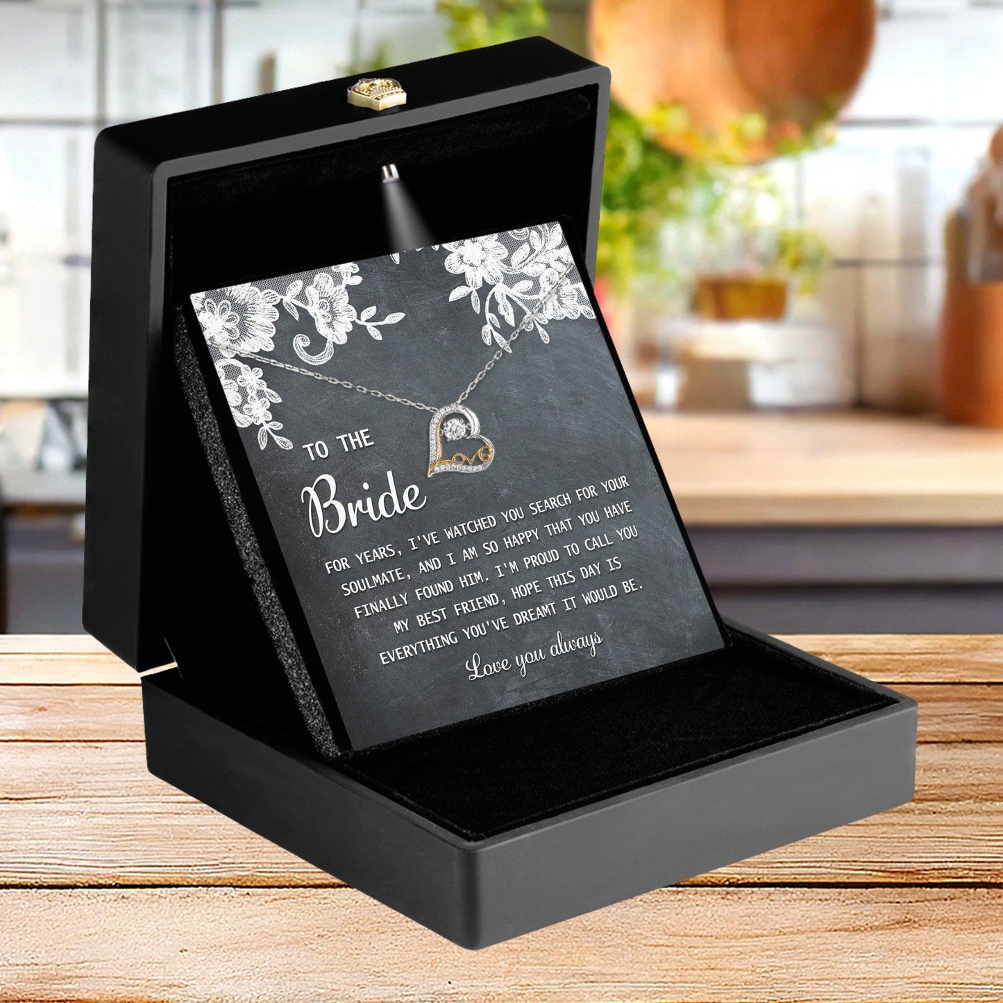 Bride Wedding Day Gift - My Best Friend - Love Dancing Heart Pendant Necklace - Mallard Moon Gift Shop