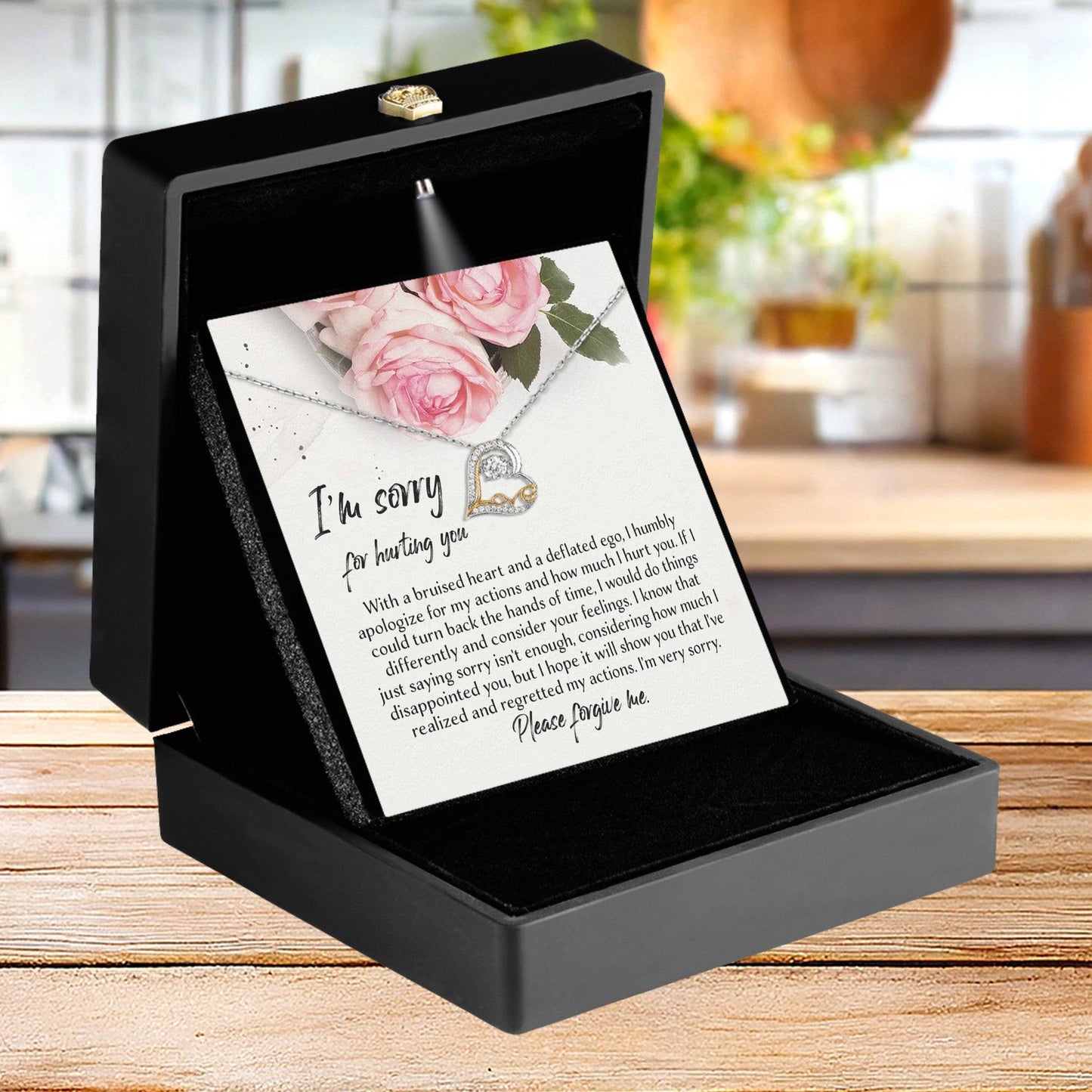 Apology Gift - Sorry, Regretted My Actions - Love Dancing Heart Pendant Necklace - Mallard Moon Gift Shop