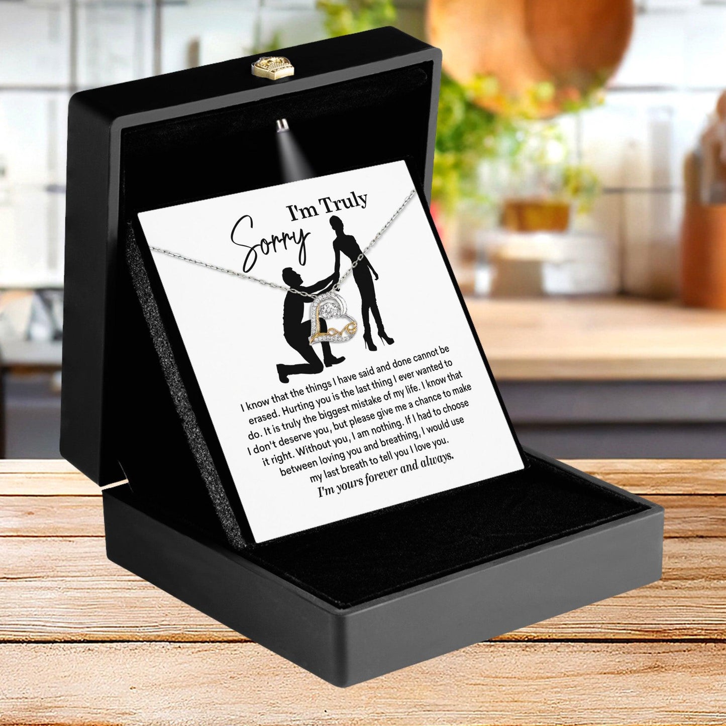 Apology Gift for Girlfriend, Wife - Sorry, My Last Breath - Love Heart Pendant Necklace - Mallard Moon Gift Shop