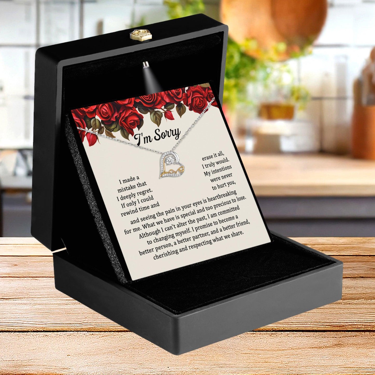 Apology Gift for Girlfriend, Wife - Sorry, Precious To Lose - Love Heart Pendant Necklace - Mallard Moon Gift Shop