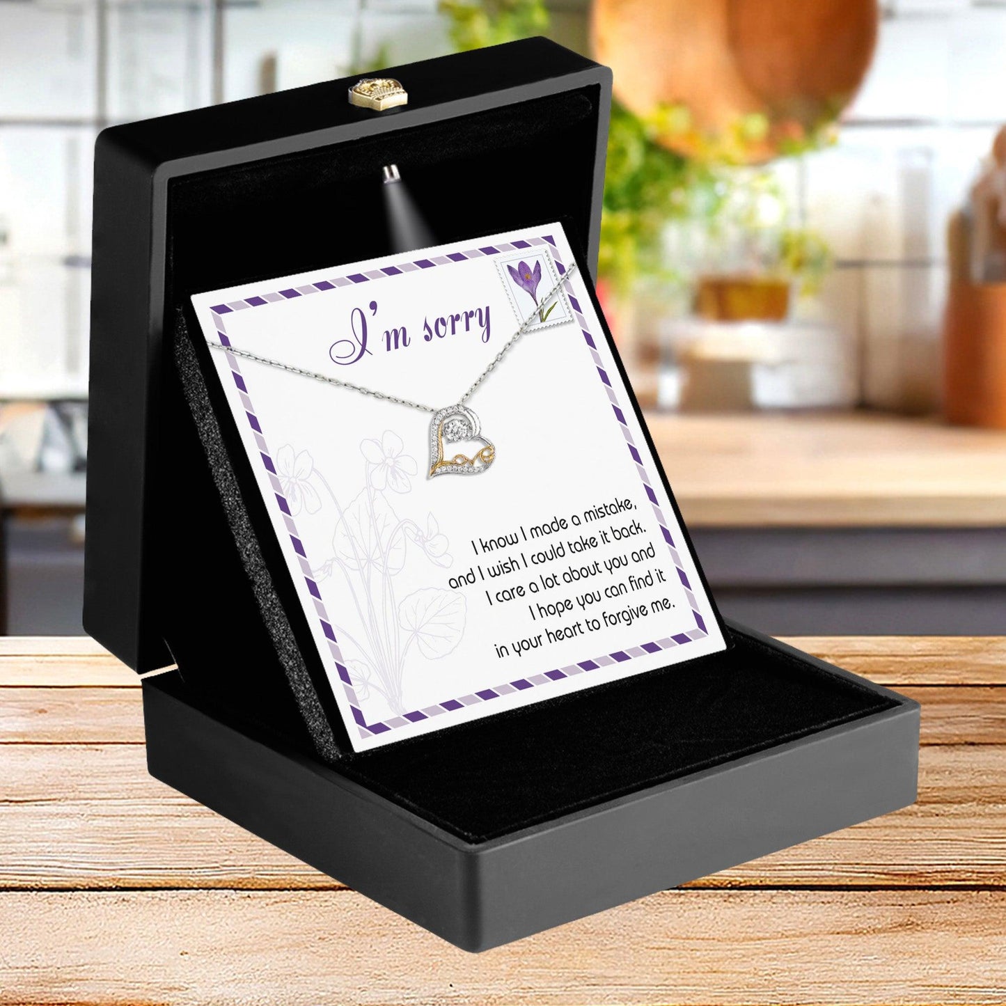 Gift for Girlfriend, Wife - Sorry, Take It Back - Love Heart Pendant Necklace - Mallard Moon Gift Shop