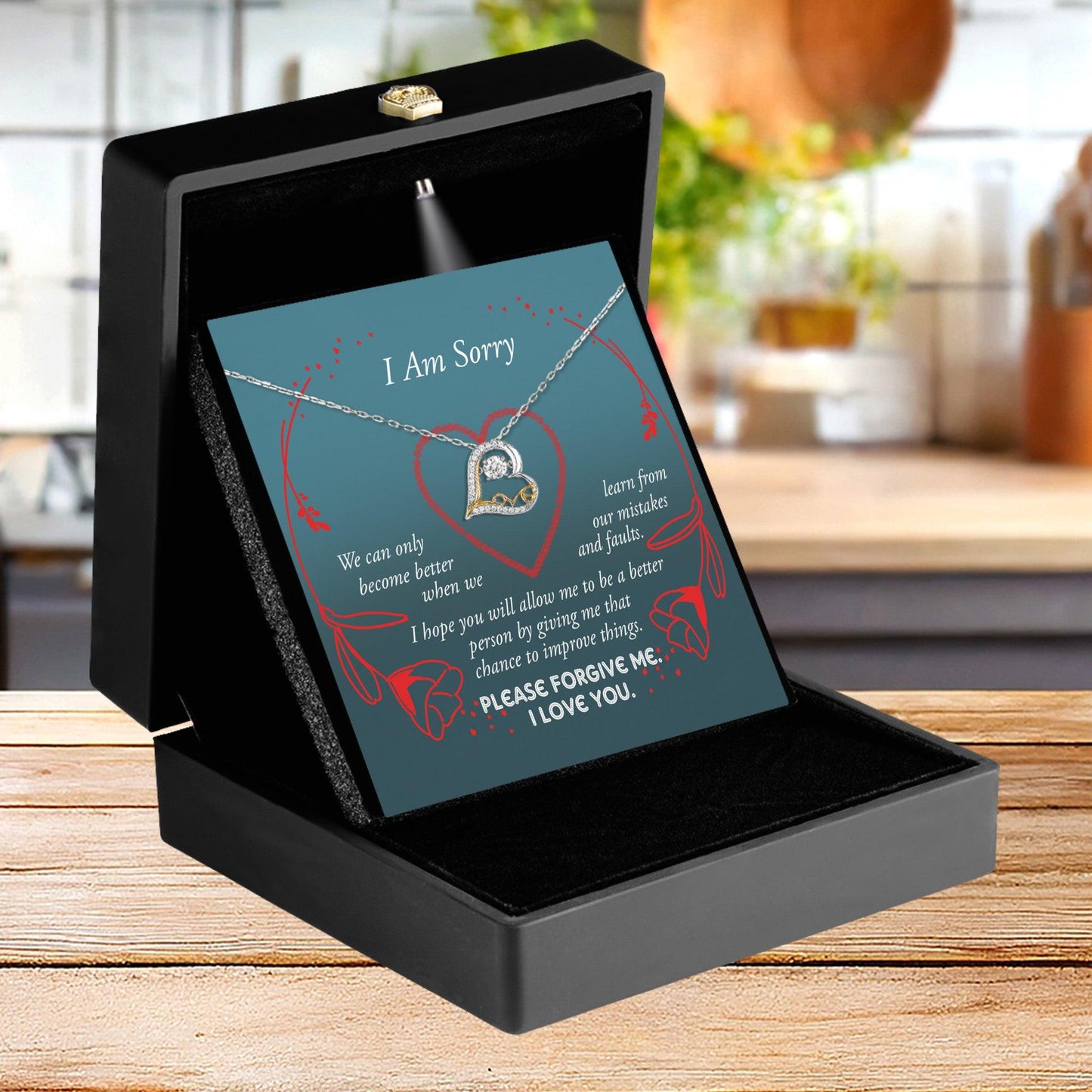 Apology Gift for Girlfriend, Wife, Soulmate - Sorry, Mistakes And Faults - Love Dancing Heart Pendant Necklace - Mallard Moon Gift Shop