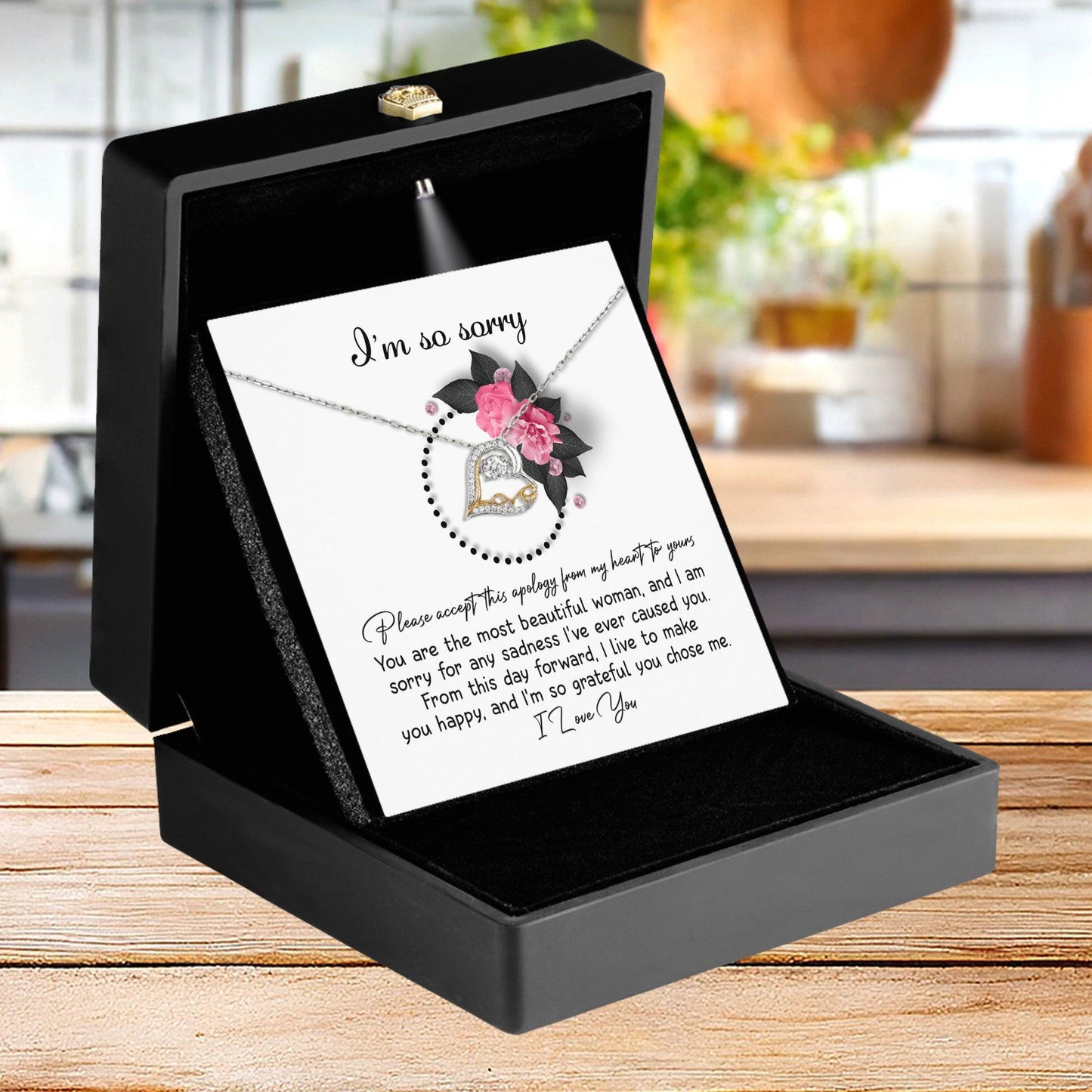 Apology Gift for Girlfriend, Wife, Soulmate - Sorry, Make You Happy - Love Dancing Heart Pendant Necklace - Mallard Moon Gift Shop