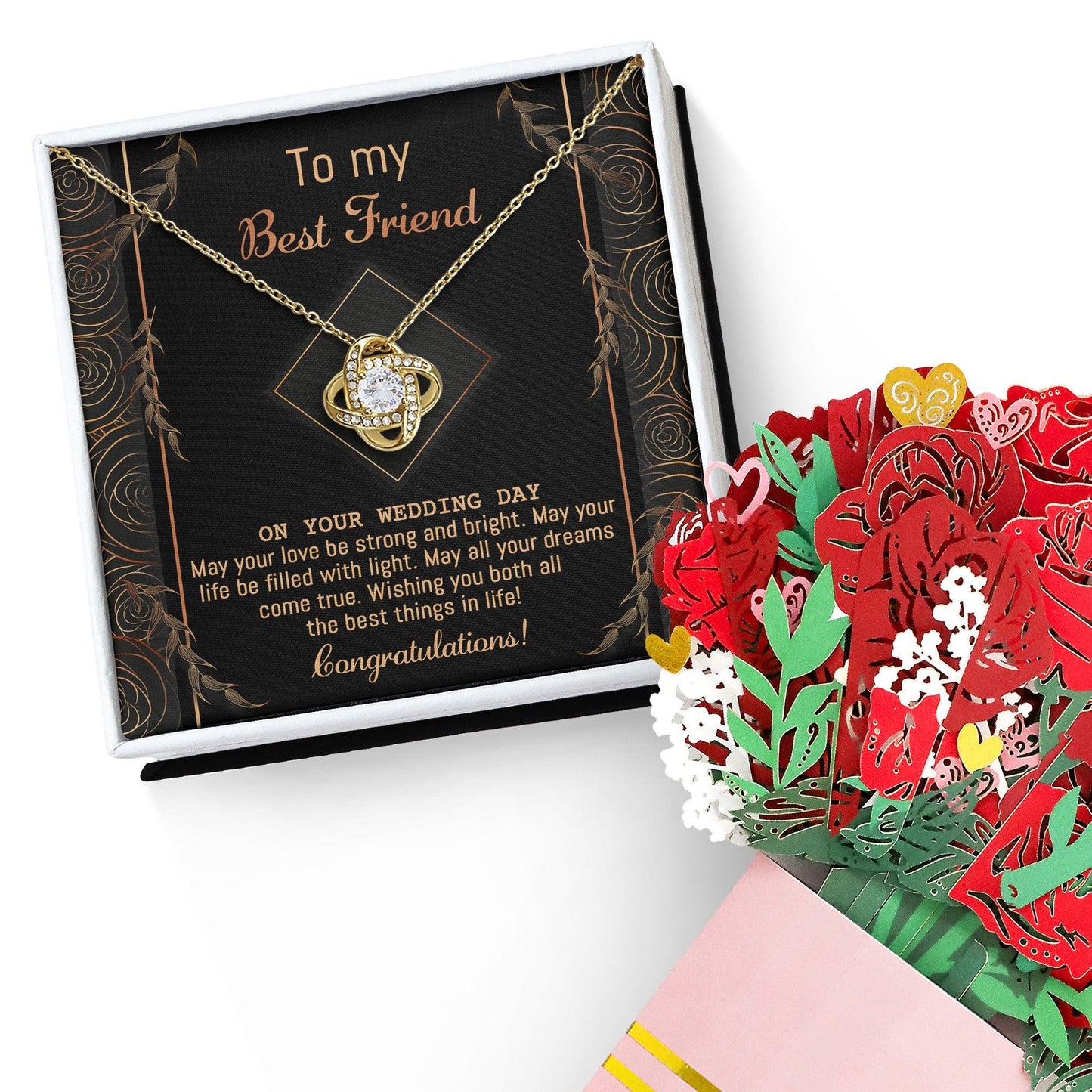 Gift for Best Friend Wedding - Strong And Bright - Wedding Day Gift Love Knot Pendant Necklace - Mallard Moon Gift Shop