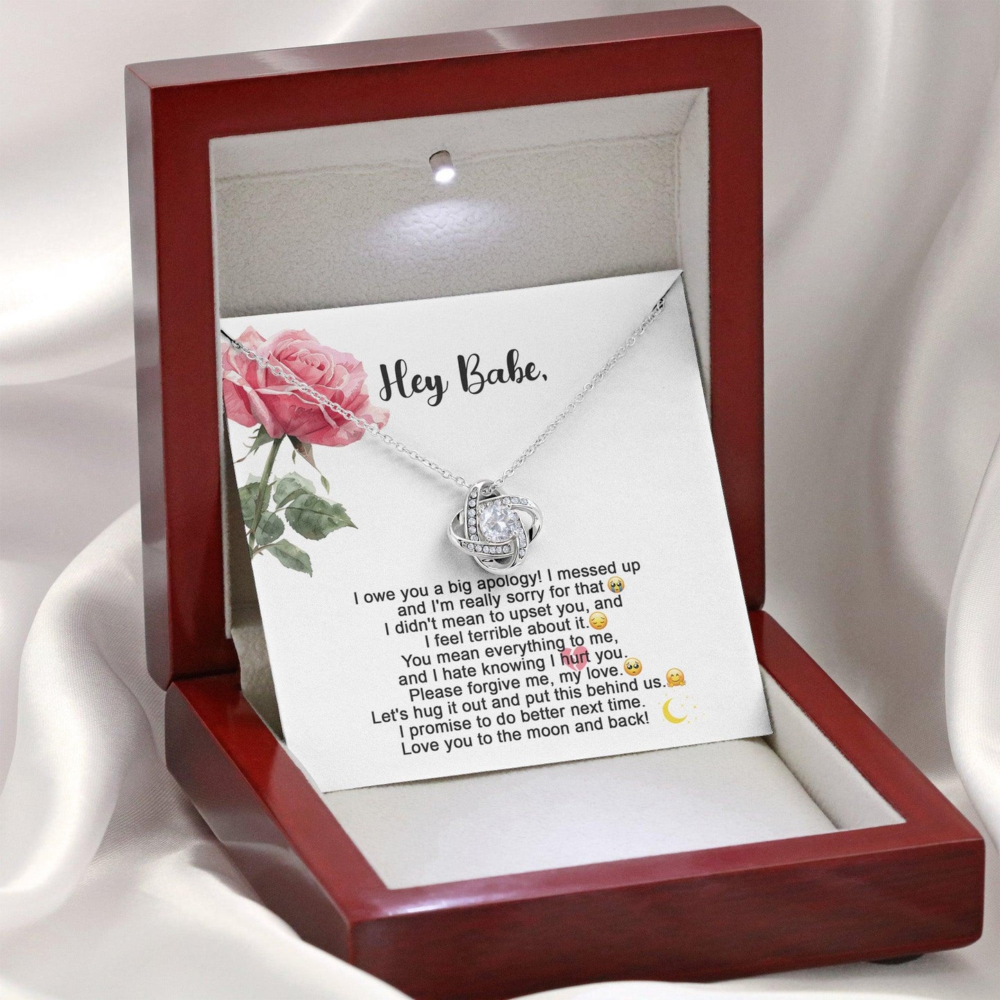 Apology Gift - I'm Sorry, Please Forgive Me, Let's Hug It Out - Love Knot Pendant Necklace - Mallard Moon Gift Shop