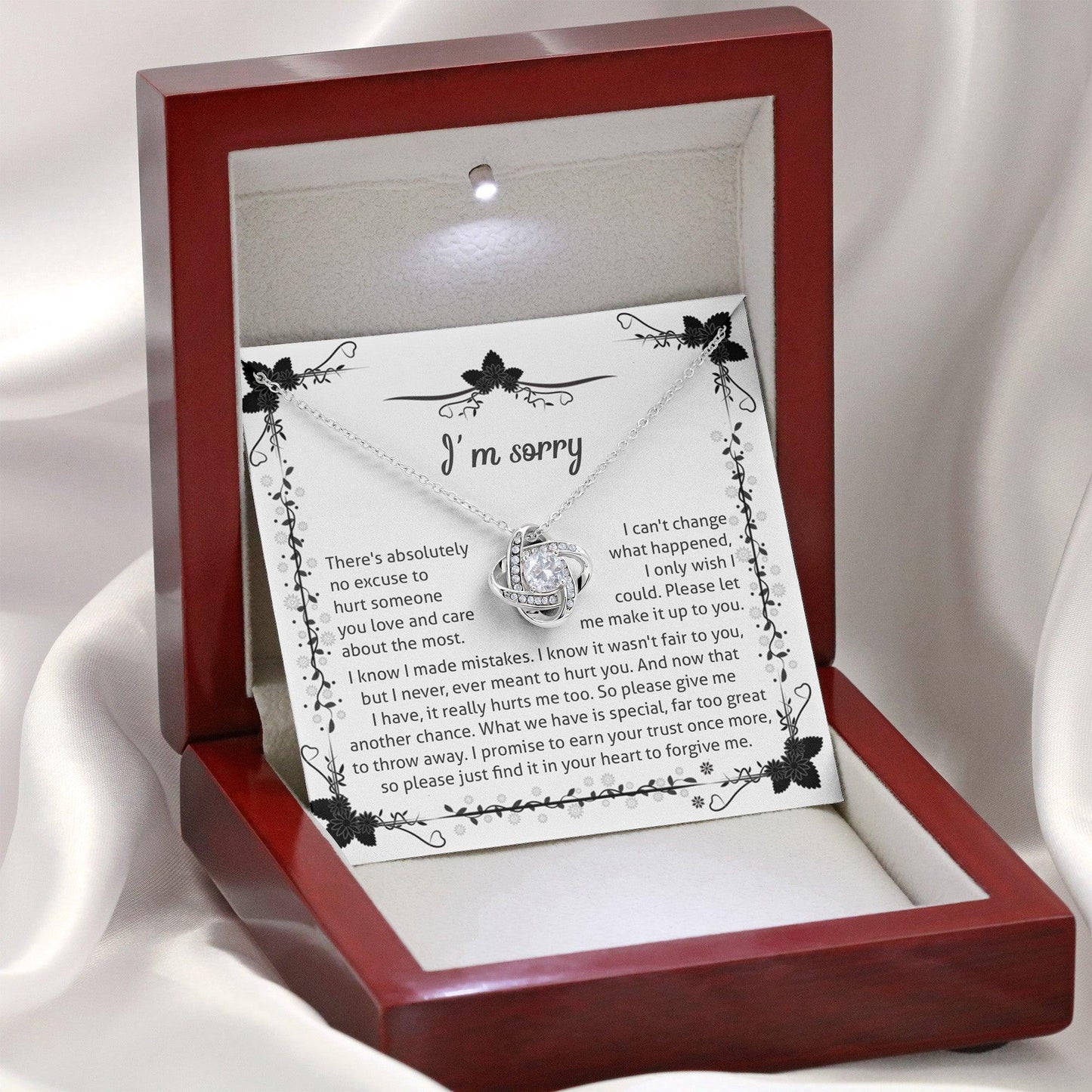 Apology - I'm Sorry, No Excuse, Another Chance - Love Knot Pendant Necklace - Mallard Moon Gift Shop