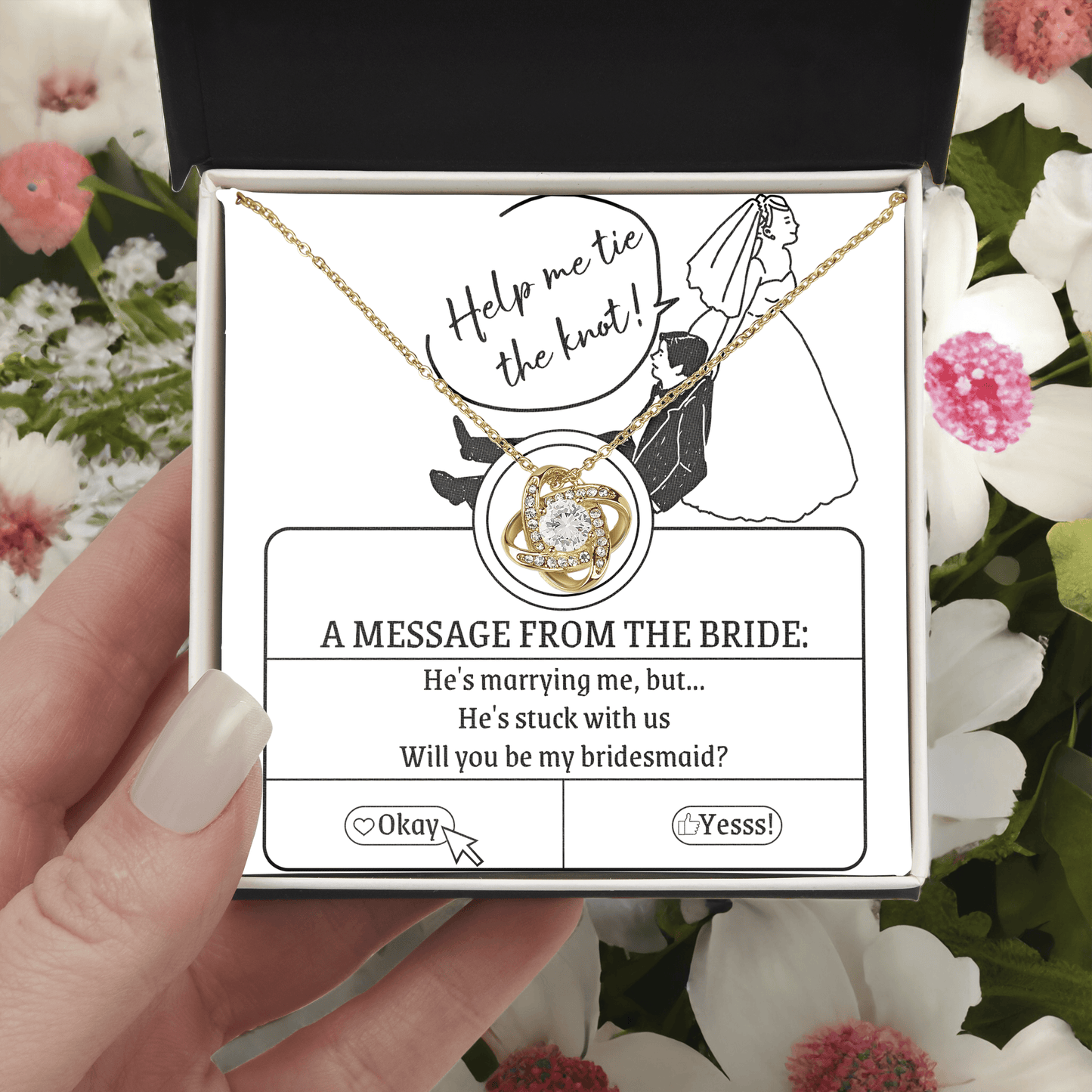 Bridesmaid Proposal Wedding Invite Will You Be My Bridesmaid Love Knot Pendant Necklace - Mallard Moon Gift Shop