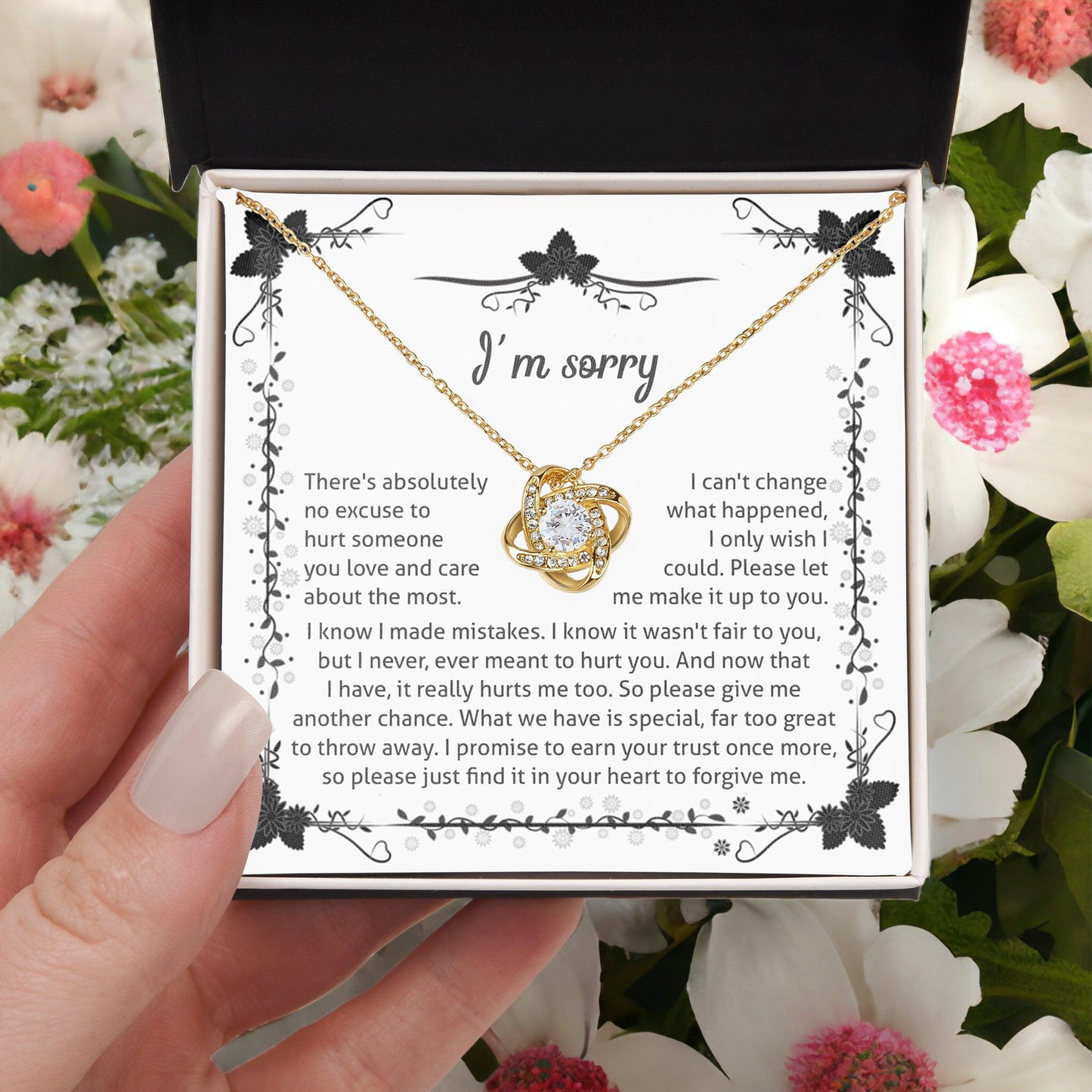 Apology - I'm Sorry, No Excuse, Another Chance - Love Knot Pendant Necklace - Mallard Moon Gift Shop