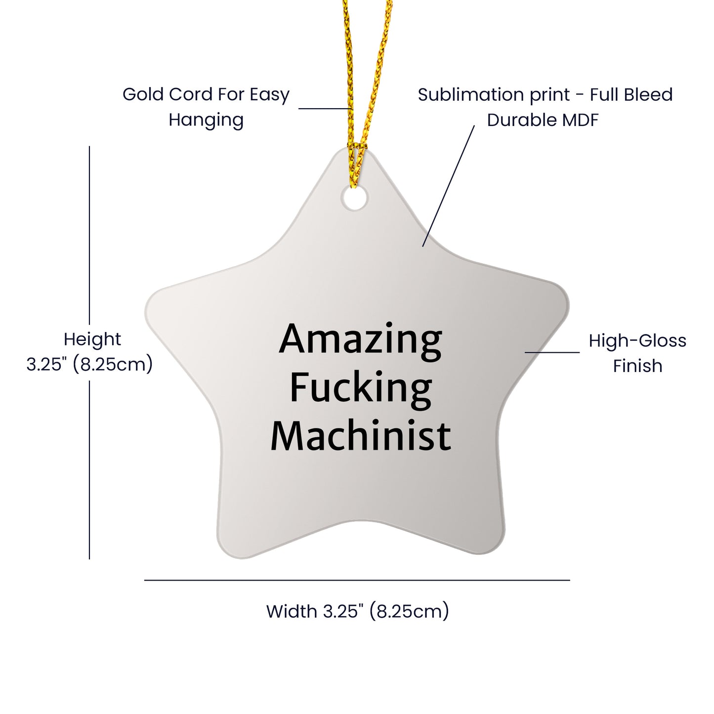 Machinist Gifts from Men, Amazing 'F-king' Star Ornament for Christmas, Funny Machinist Present, Gifts for Machinist