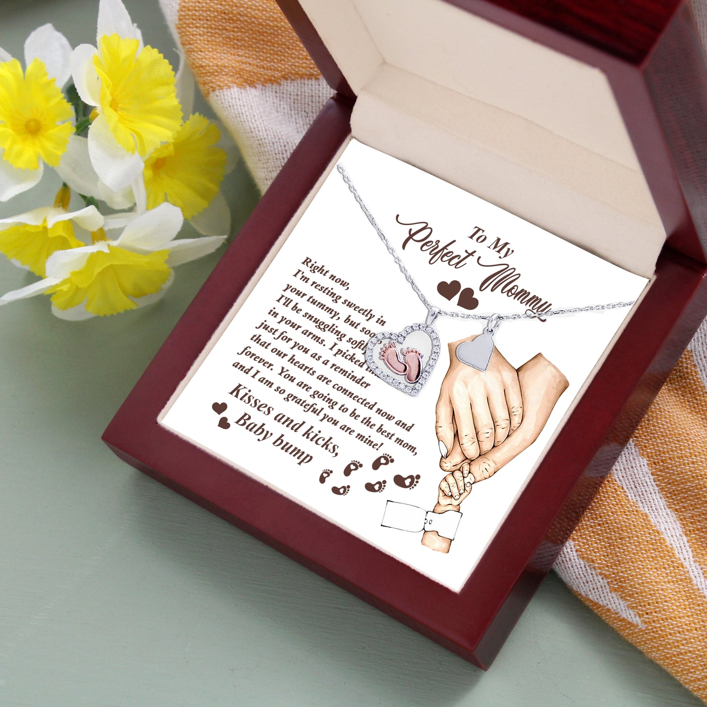 Expectant Mom’s Delight: Baby Feet Silver Pendant Necklace - Kisses and Kicks from Tummy - Mallard Moon Gift Shop