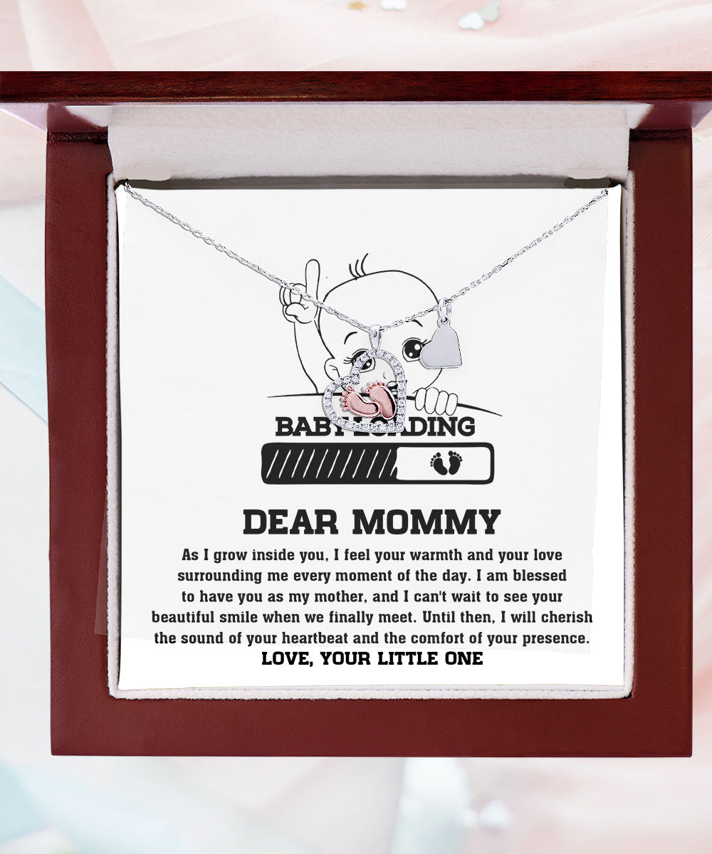 Dear Mommy Your Little One Can't Wait to See your Smile Baby Feet Pendant Necklace - Mallard Moon Gift Shop