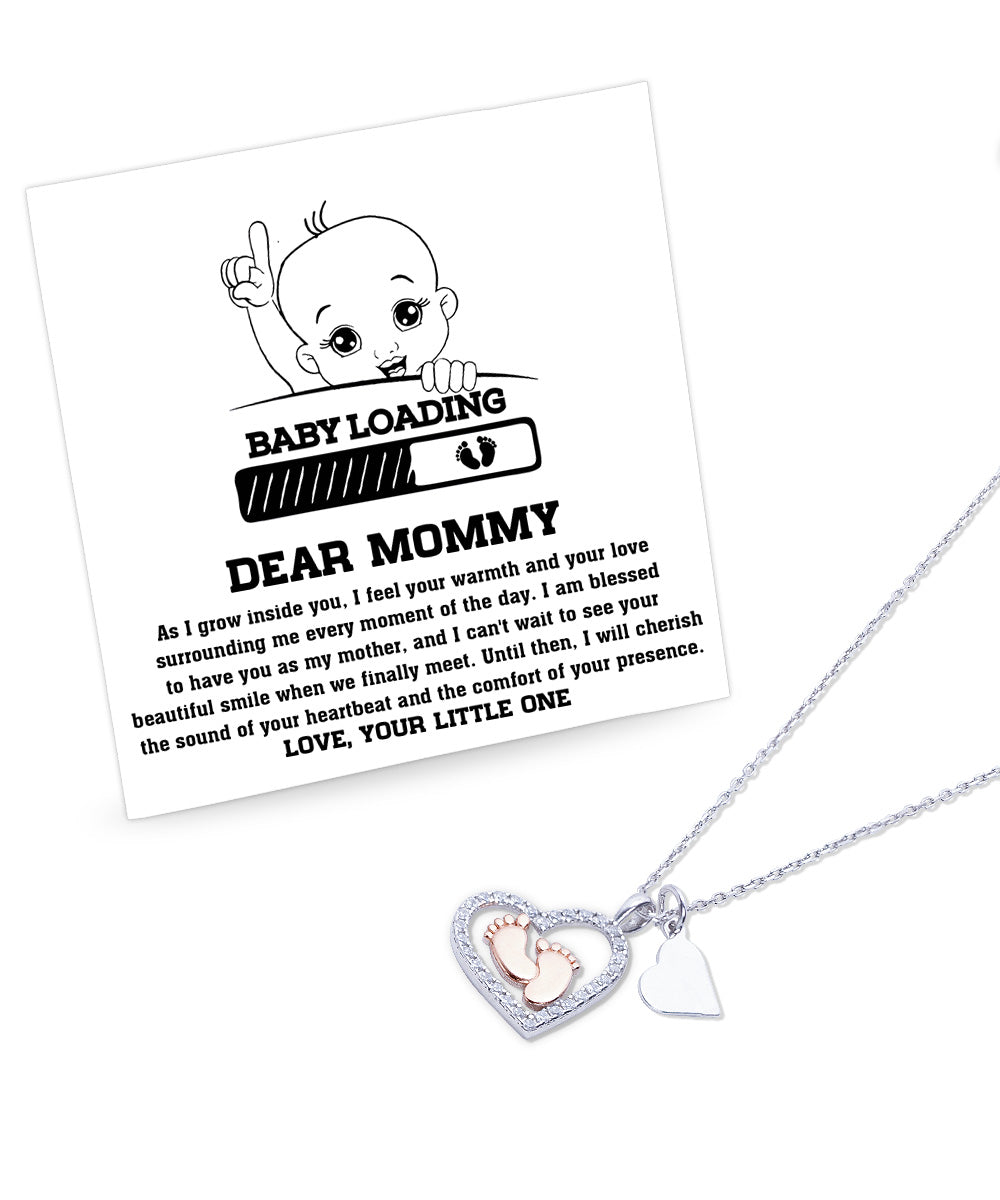 Dear Mommy Your Little One Can't Wait to See your Smile Baby Feet Pendant Necklace - Mallard Moon Gift Shop
